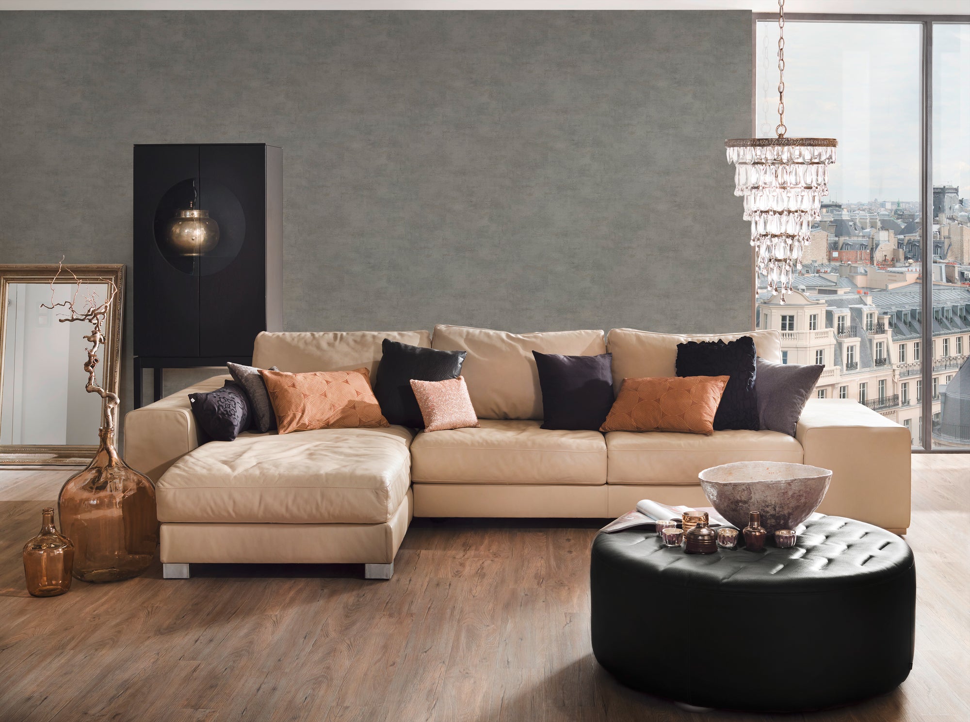 High-Quality Non-Woven Wallpaper Grey Texture