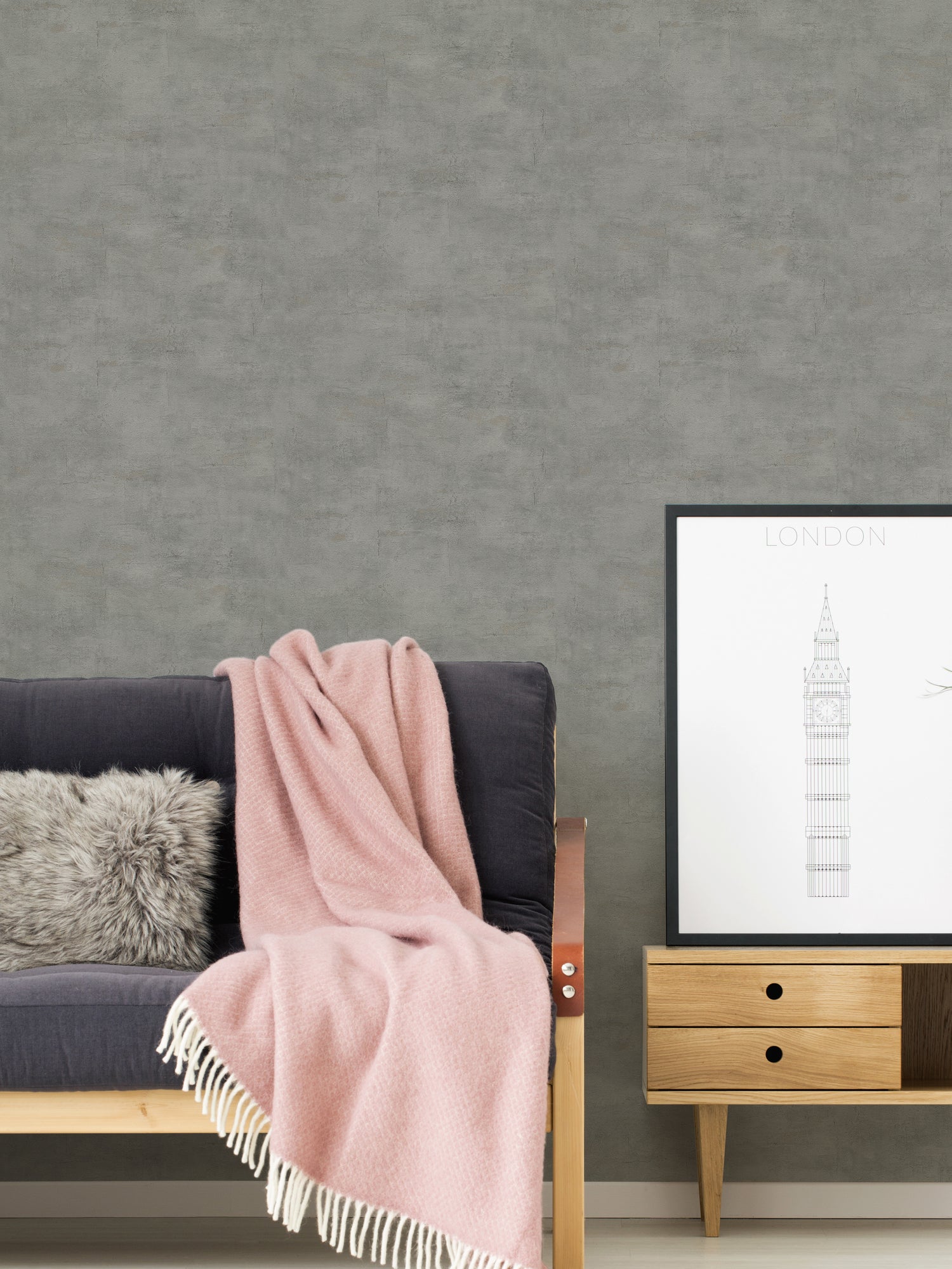 High-Quality Non-Woven Wallpaper Grey Texture