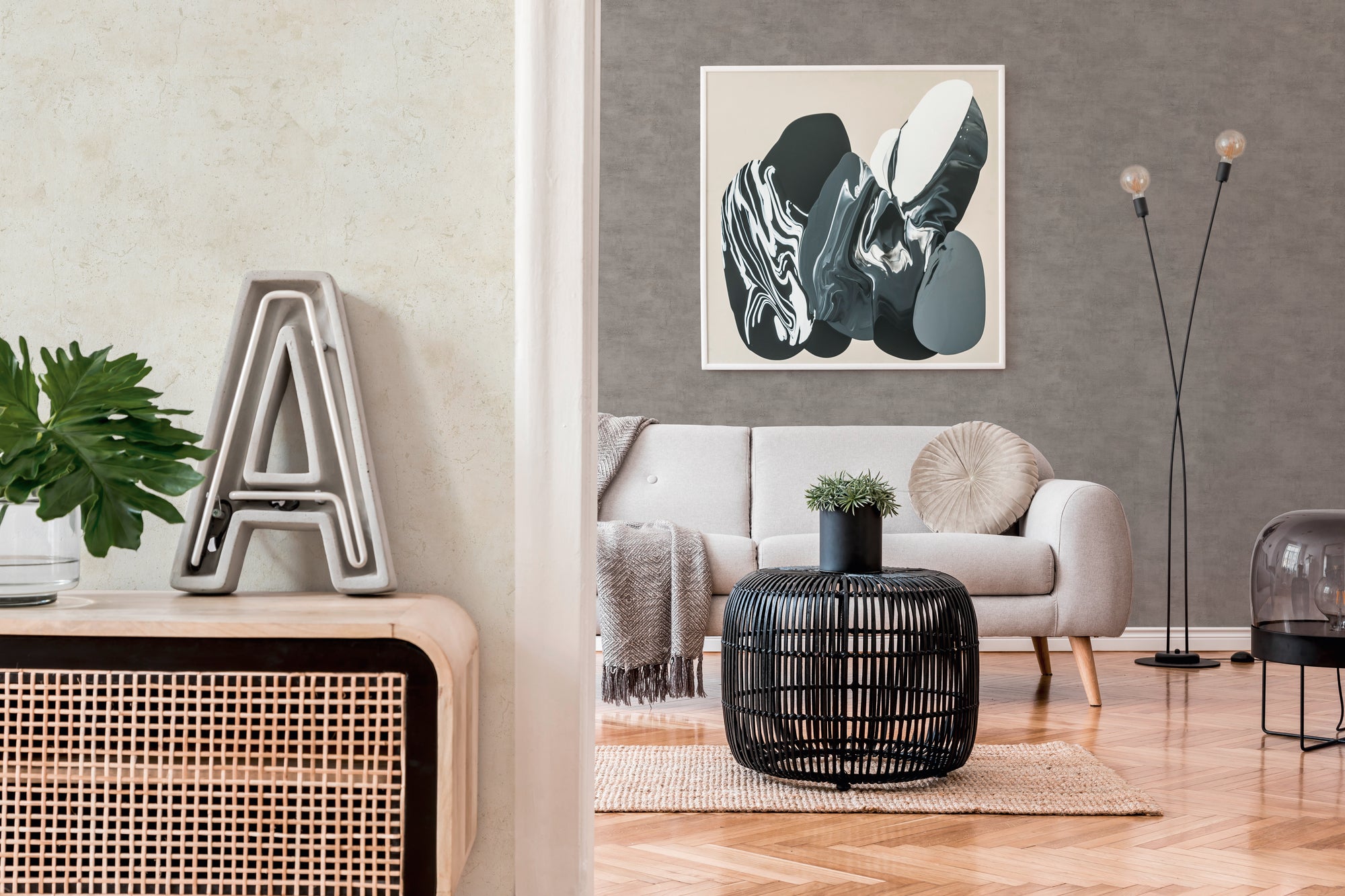 High-Quality Non-Woven Wallpaper Grey Texture