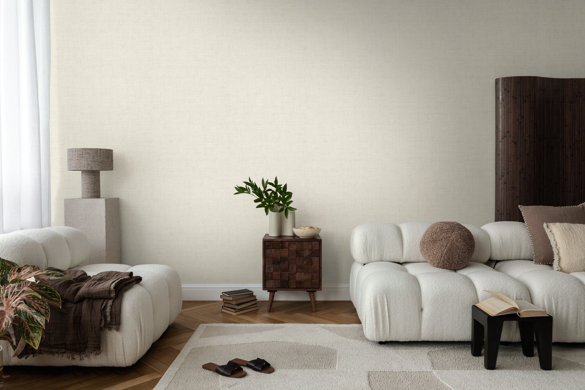 Hochwertige Vliestapete Beige Struktur