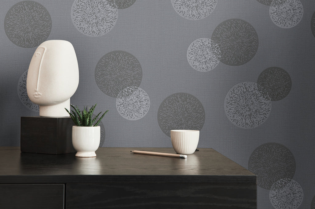 High-Quality Non-Woven Wallpaper Grey Circles