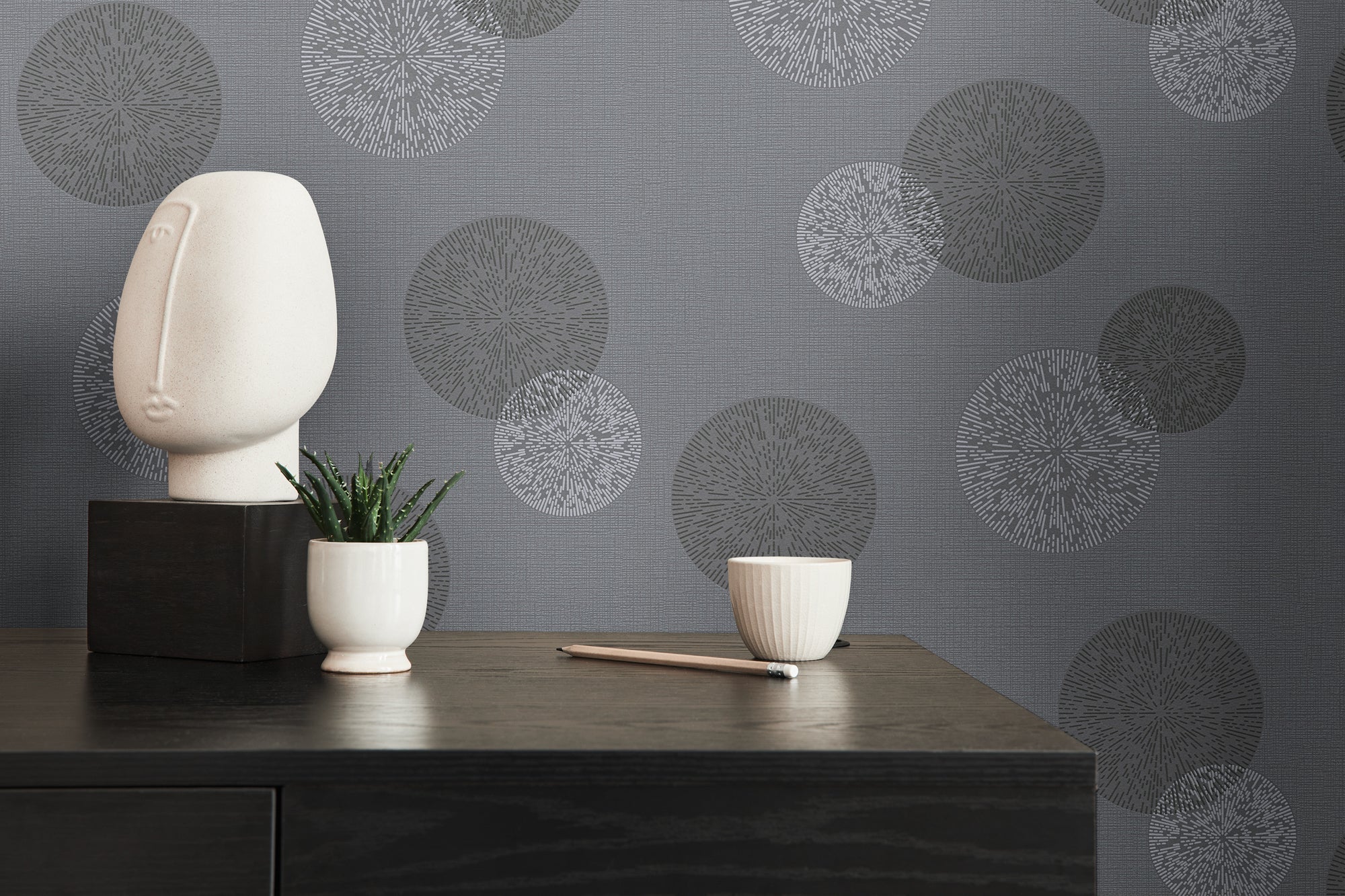 High-Quality Non-Woven Wallpaper Grey Circles