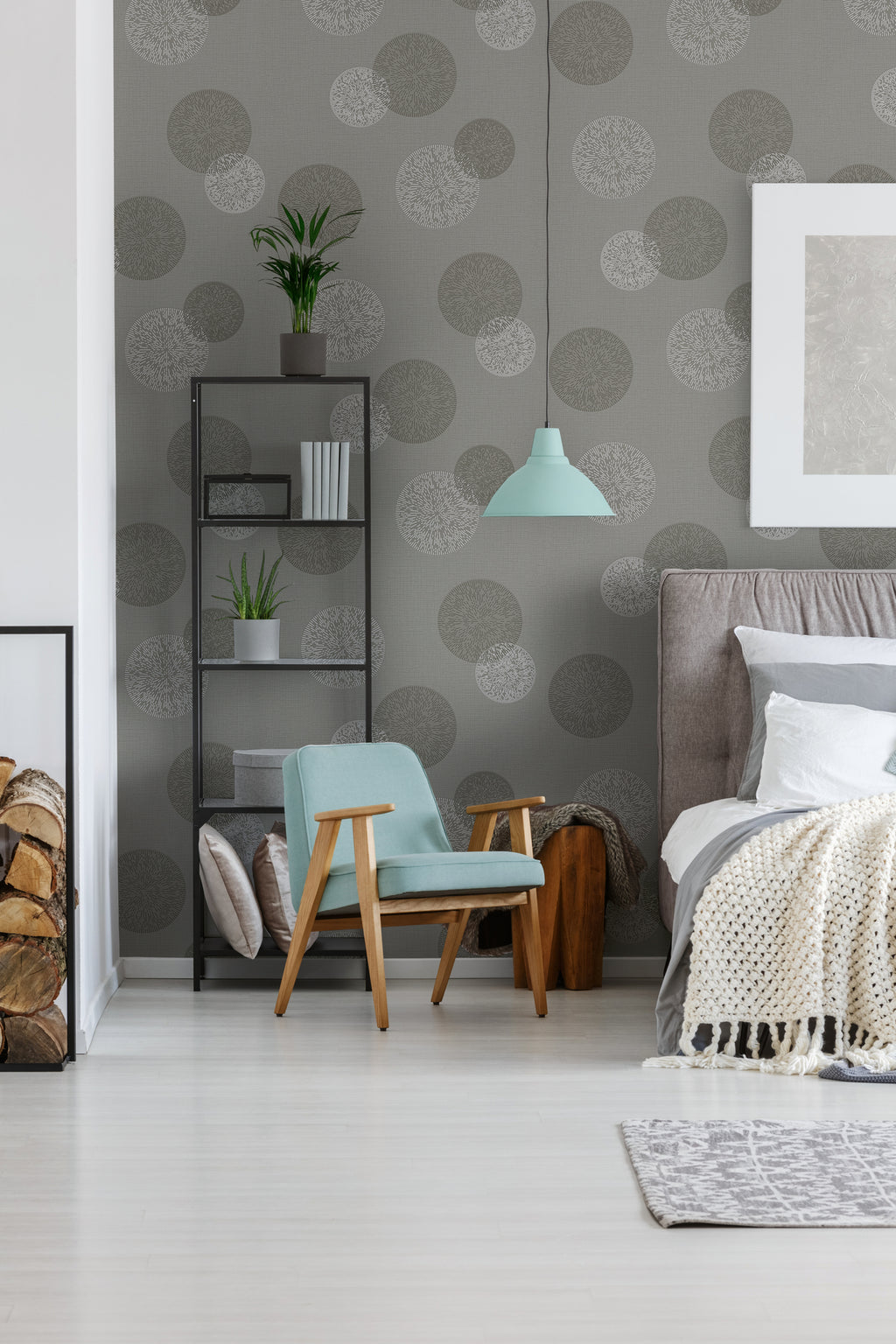 High-Quality Non-Woven Wallpaper Grey Circles