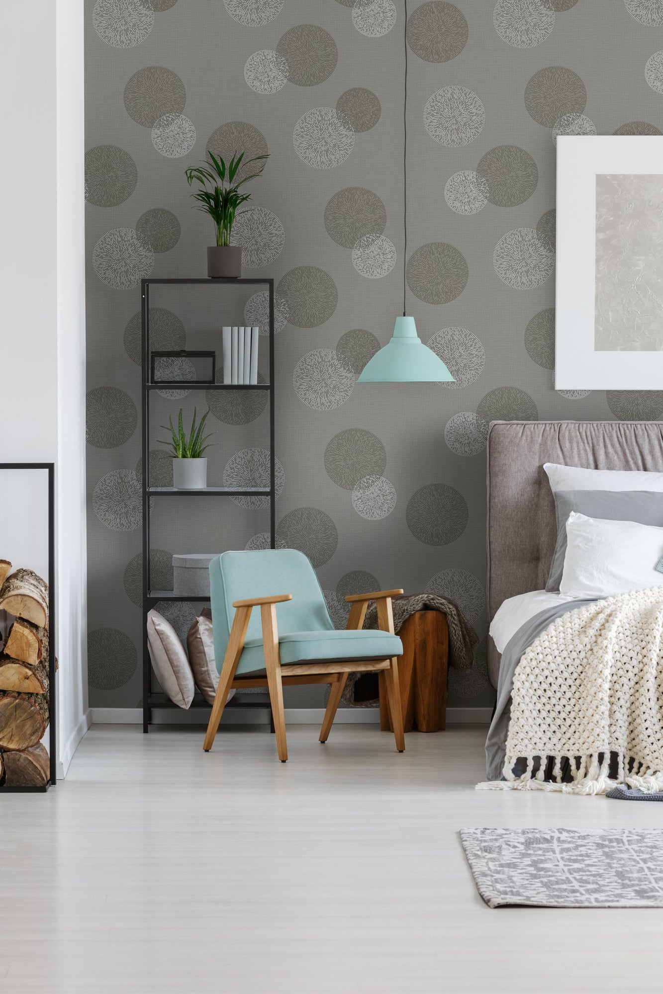 High-Quality Non-Woven Wallpaper Grey Circles