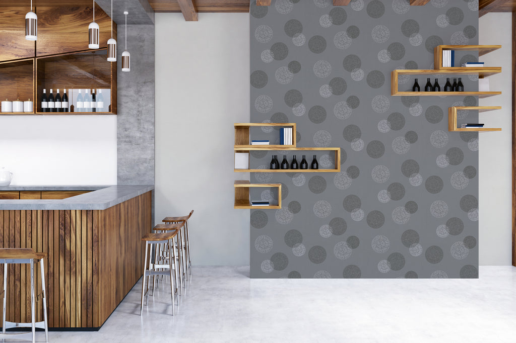 High-Quality Non-Woven Wallpaper Grey Circles