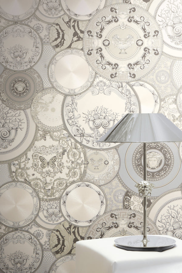 Versace 6-Vliestapete Vinyltapete Grau Kreise