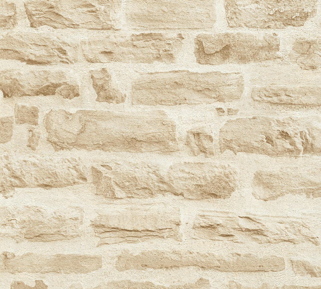 Hochwertige Vliestapete Beige Steinoptik