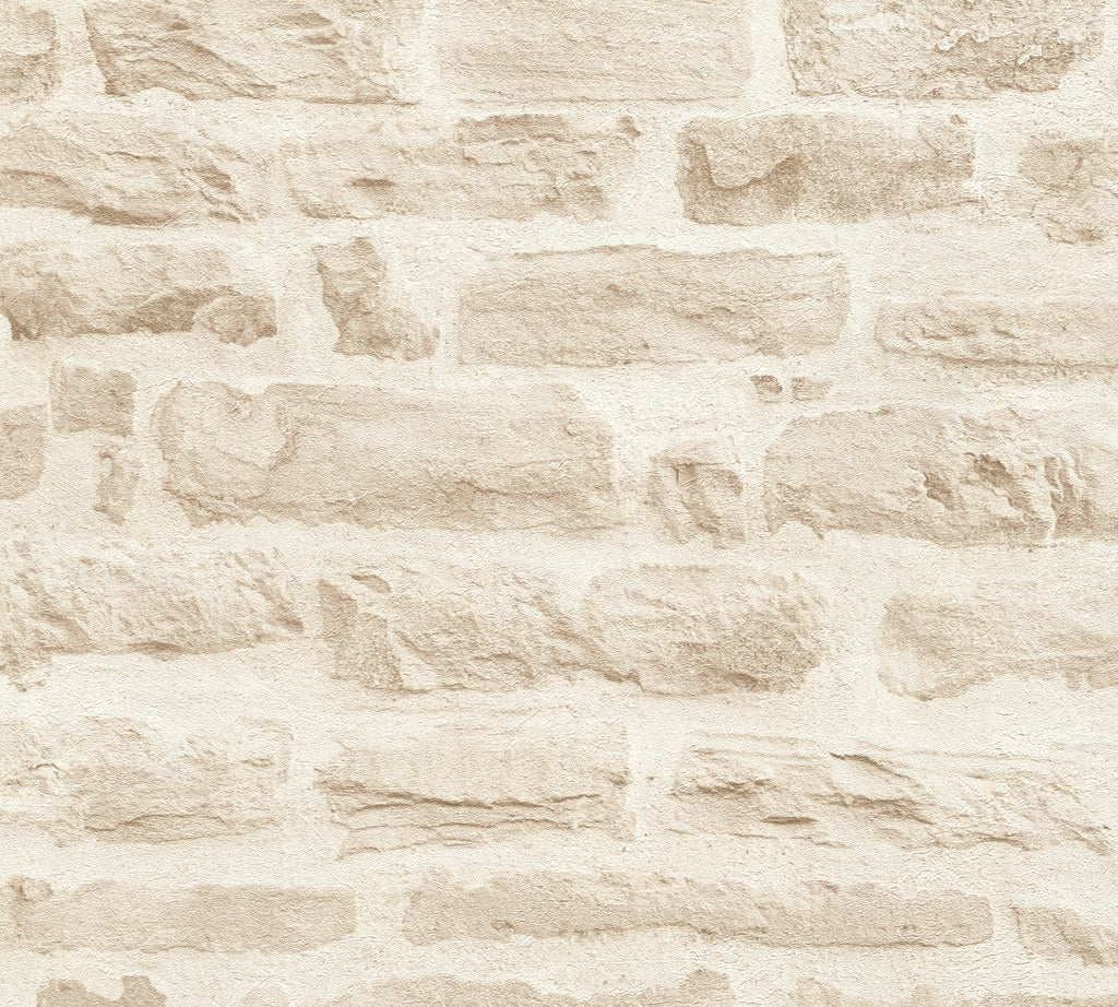 Hochwertige Vliestapete Beige Steinoptik