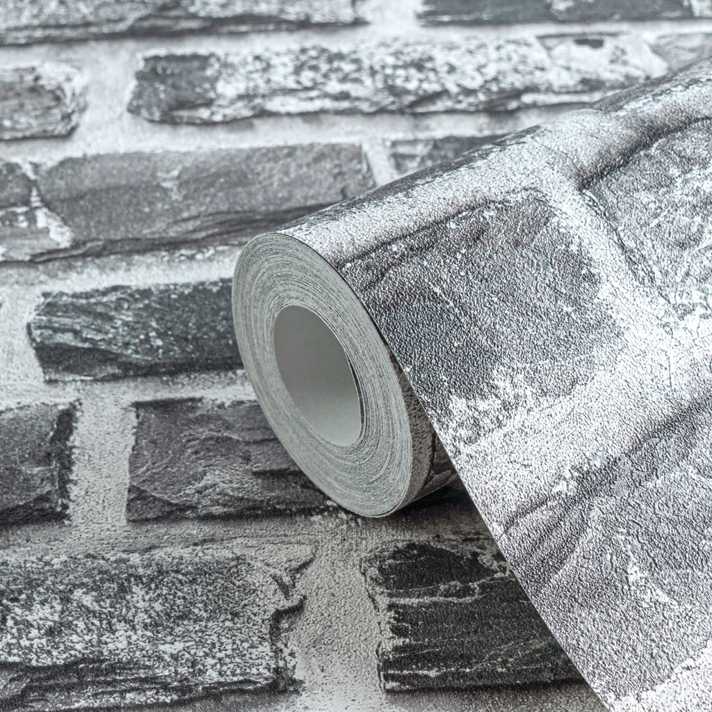 High-Quality Non-Woven Wallpaper Grey Stone Look