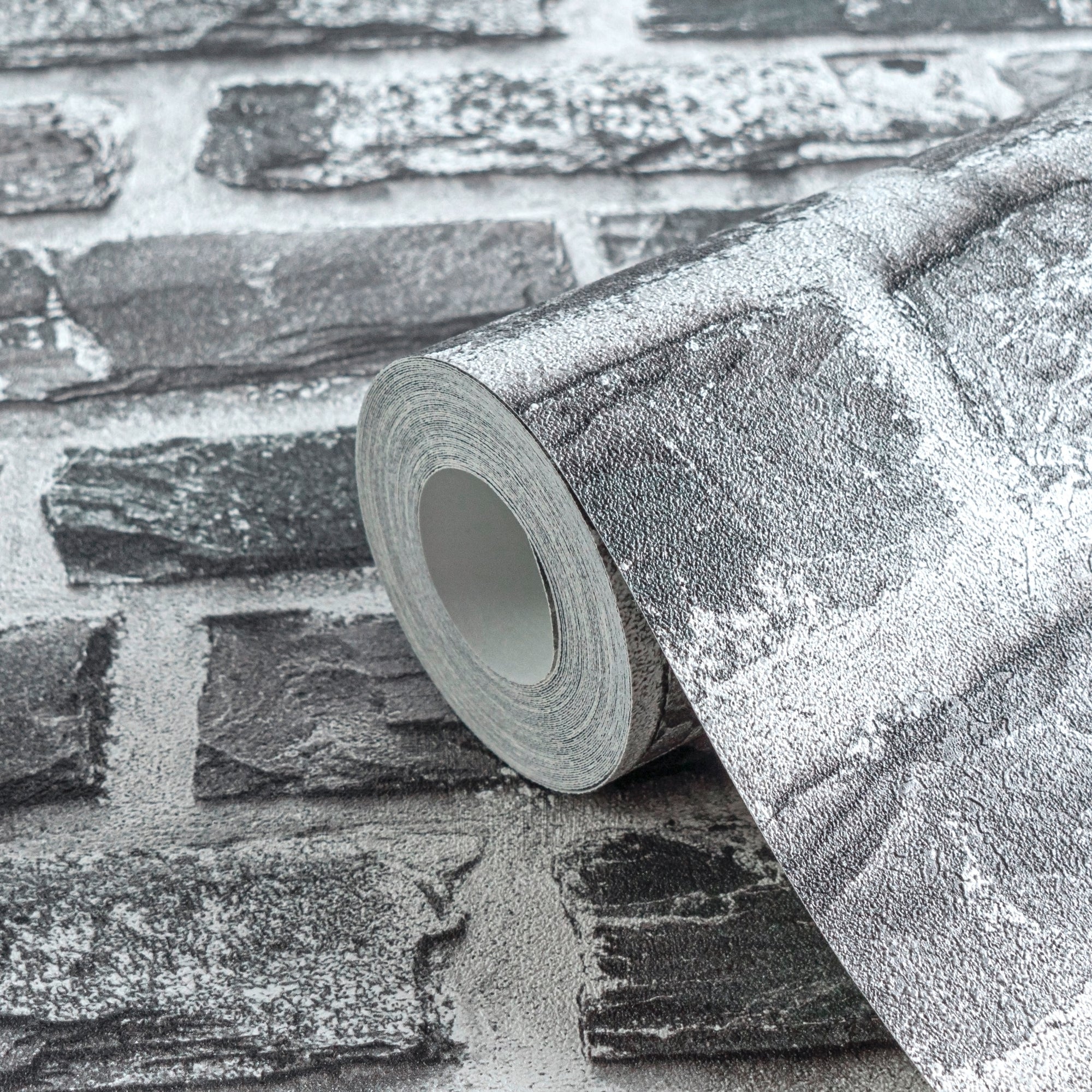 High-Quality Non-Woven Wallpaper Grey Stone Look