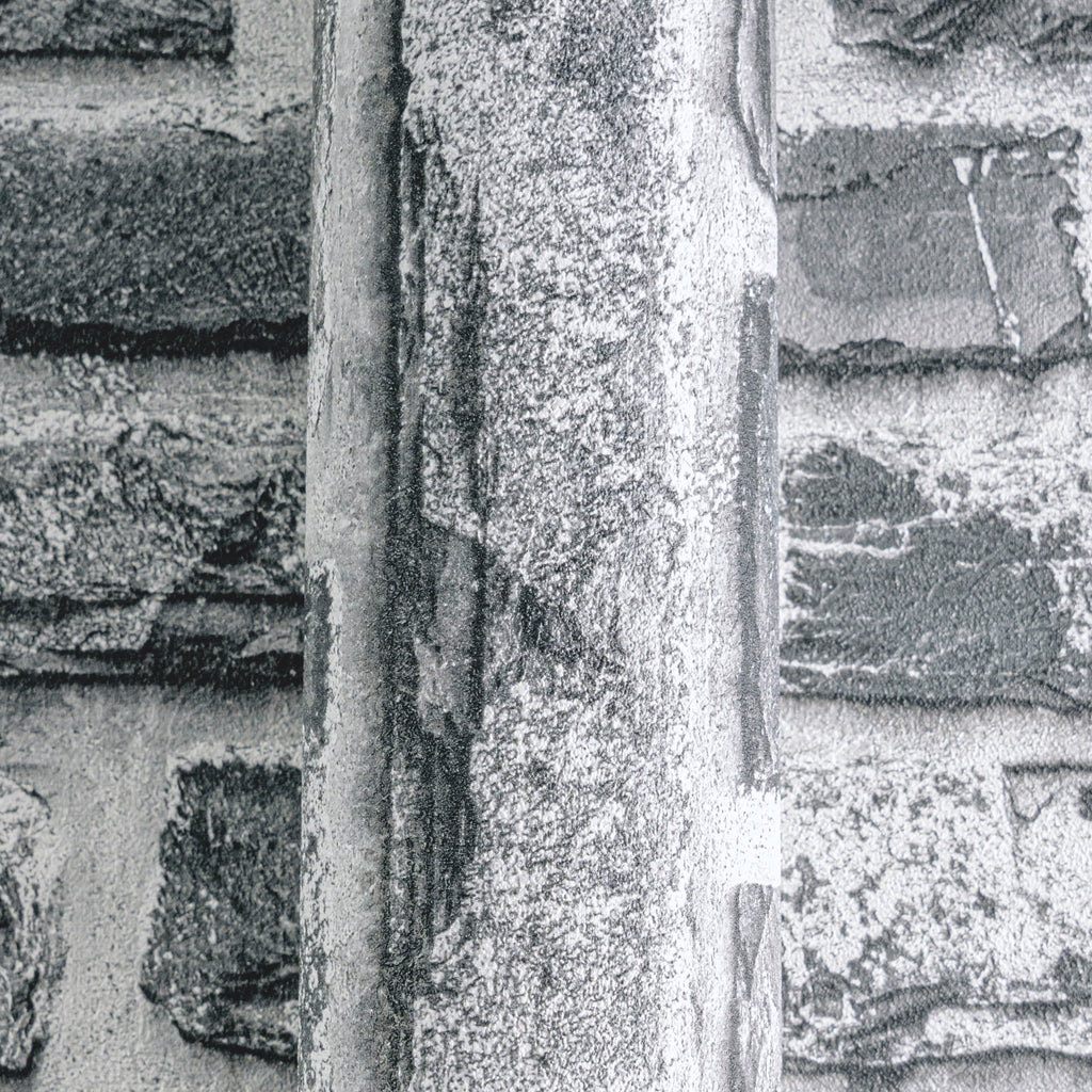High-Quality Non-Woven Wallpaper Grey Stone Look