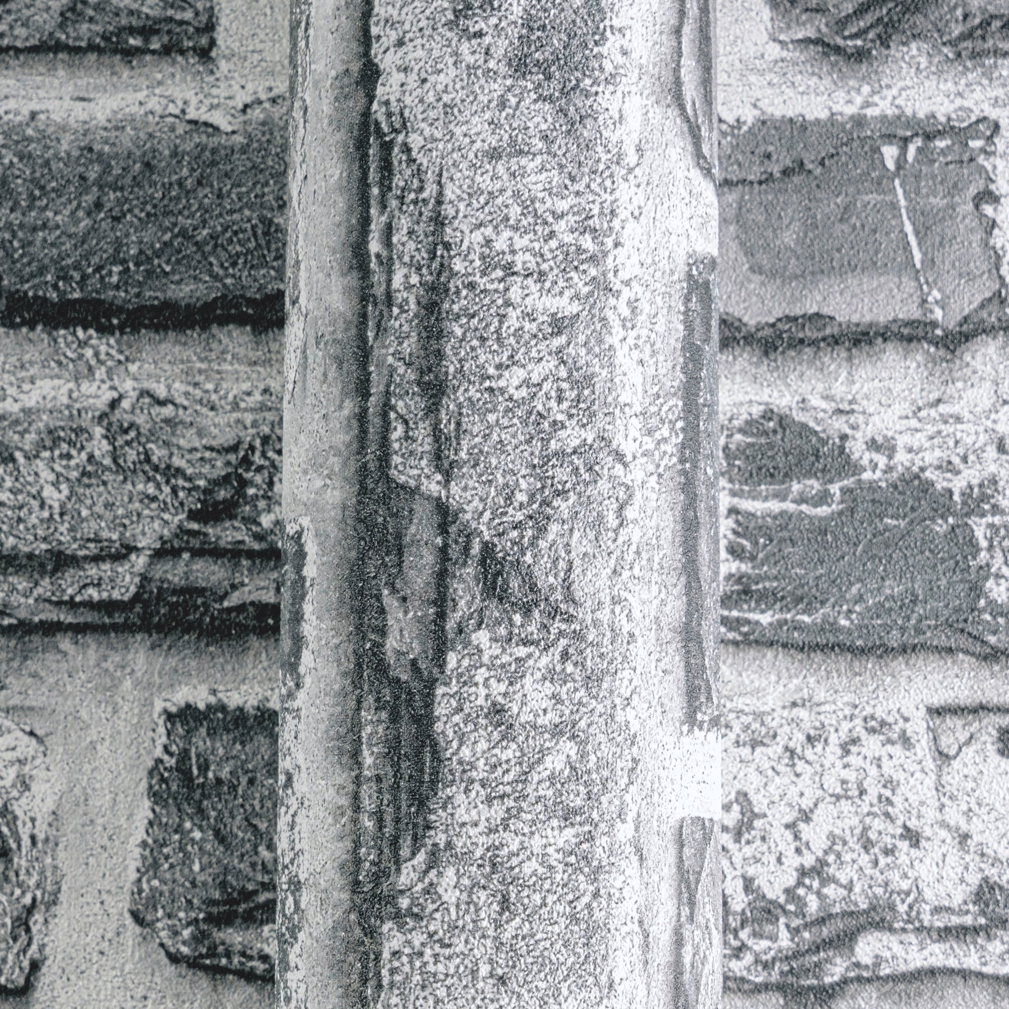 High-Quality Non-Woven Wallpaper Grey Stone Look