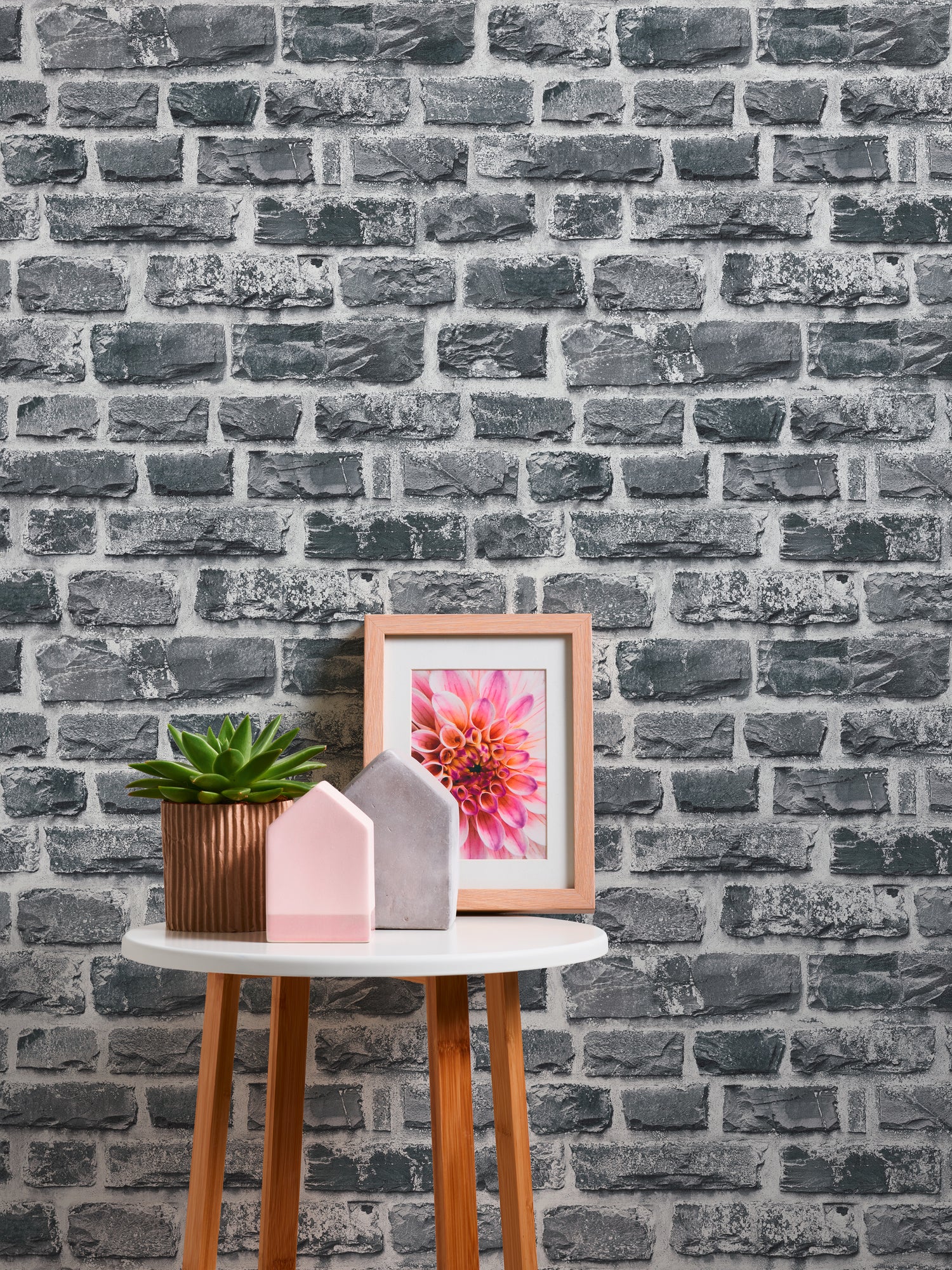 High-Quality Non-Woven Wallpaper Grey Stone Look