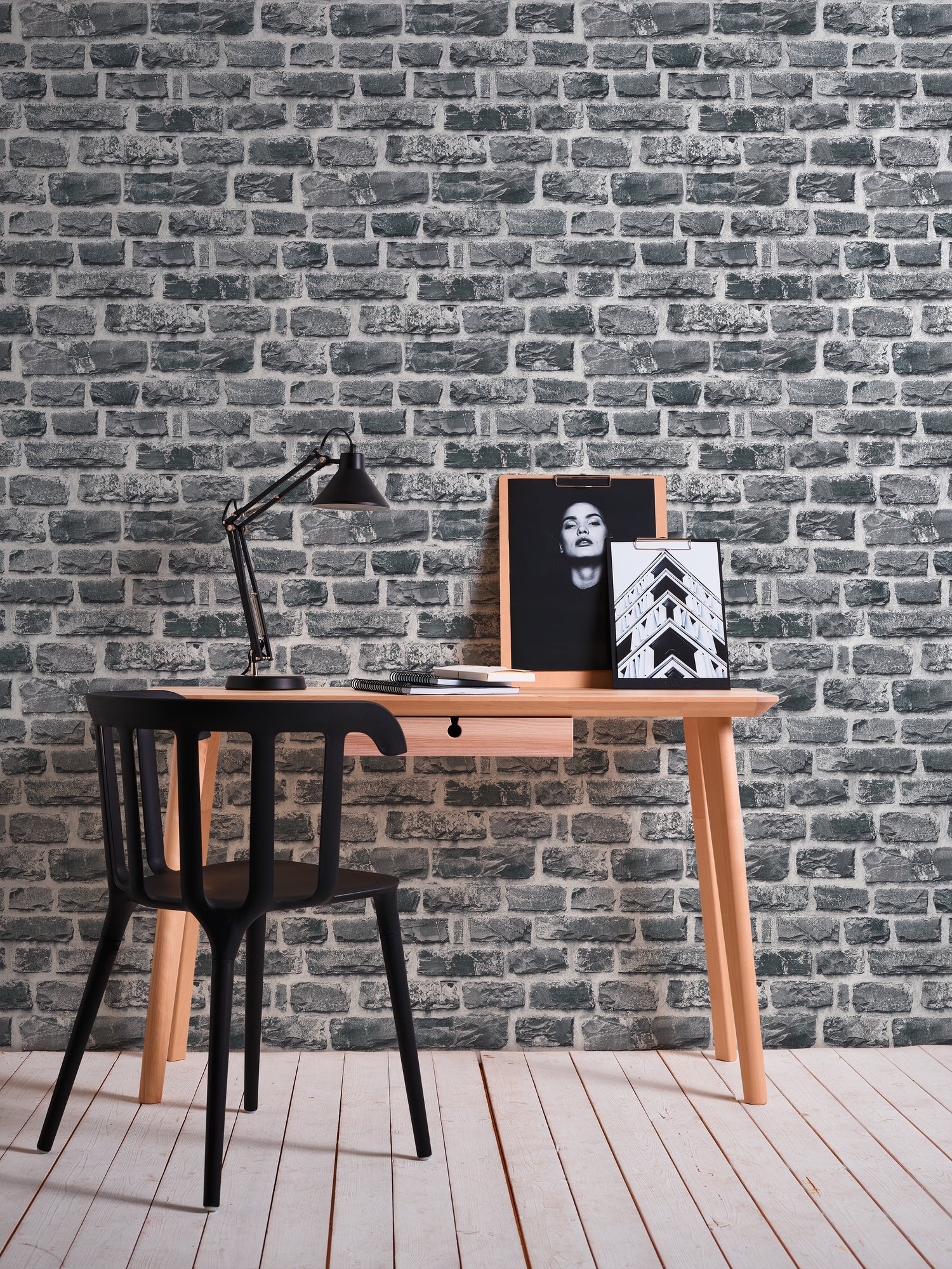 High-Quality Non-Woven Wallpaper Grey Stone Look