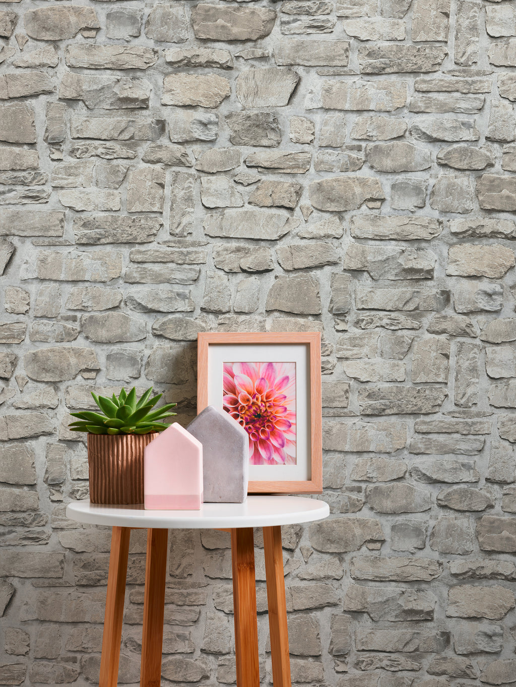 High-Quality Non-Woven Wallpaper Grey Stone Look