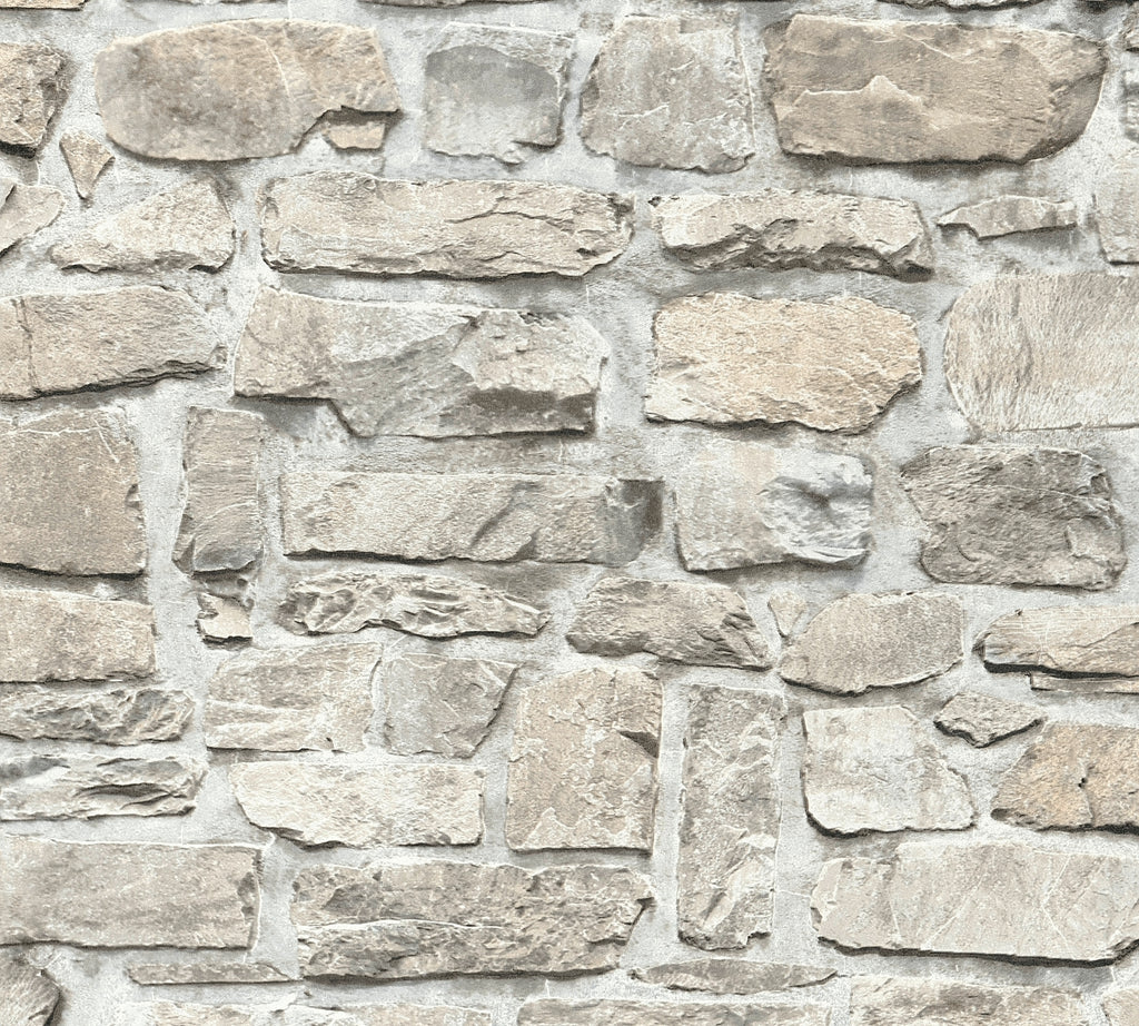 High-Quality Non-Woven Wallpaper Grey Stone Look
