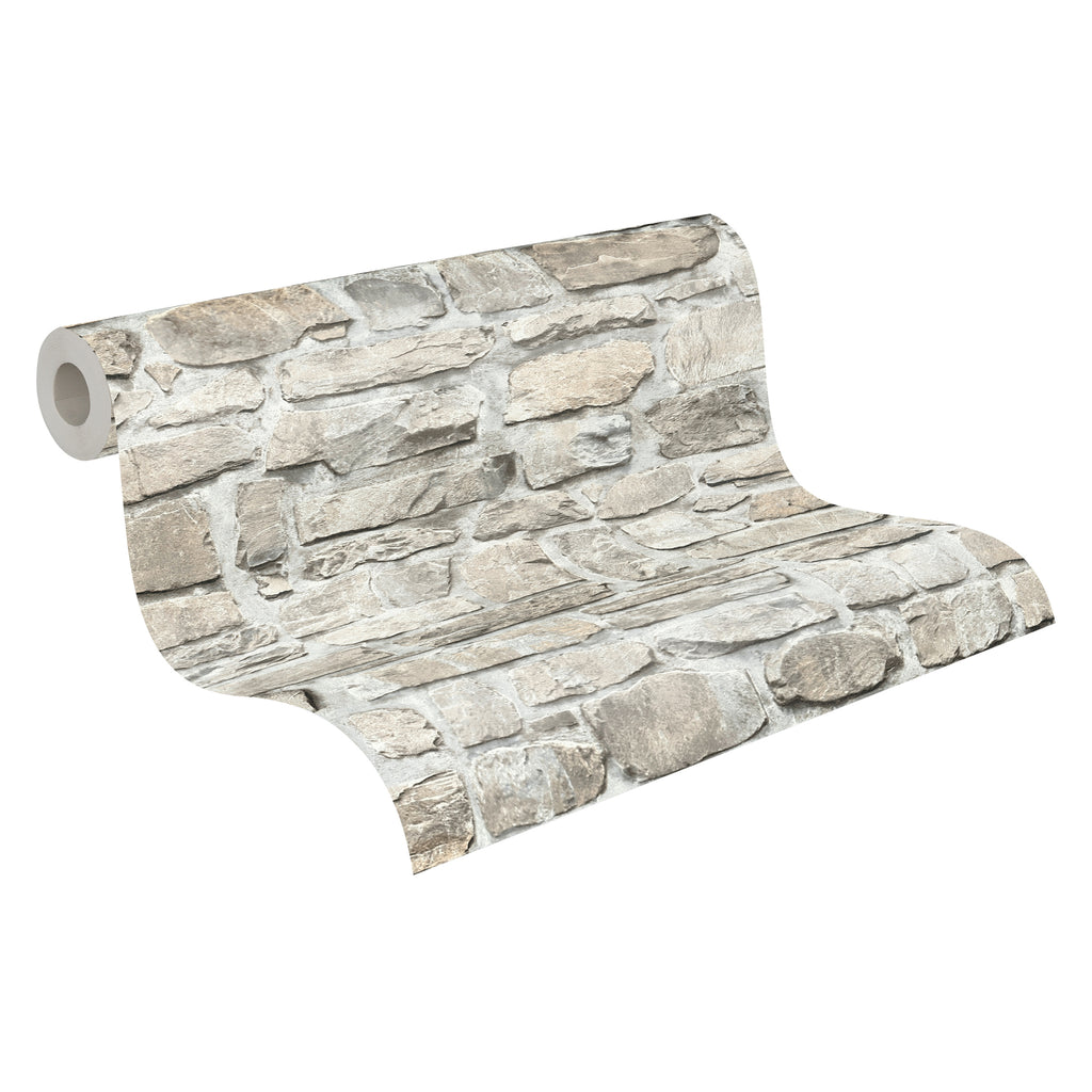 High-Quality Non-Woven Wallpaper Grey Stone Look