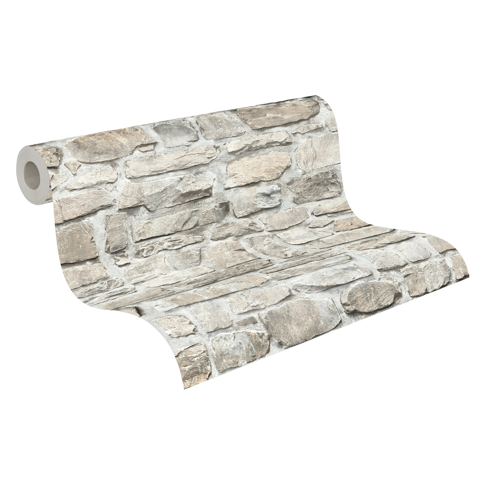High-Quality Non-Woven Wallpaper Grey Stone Look