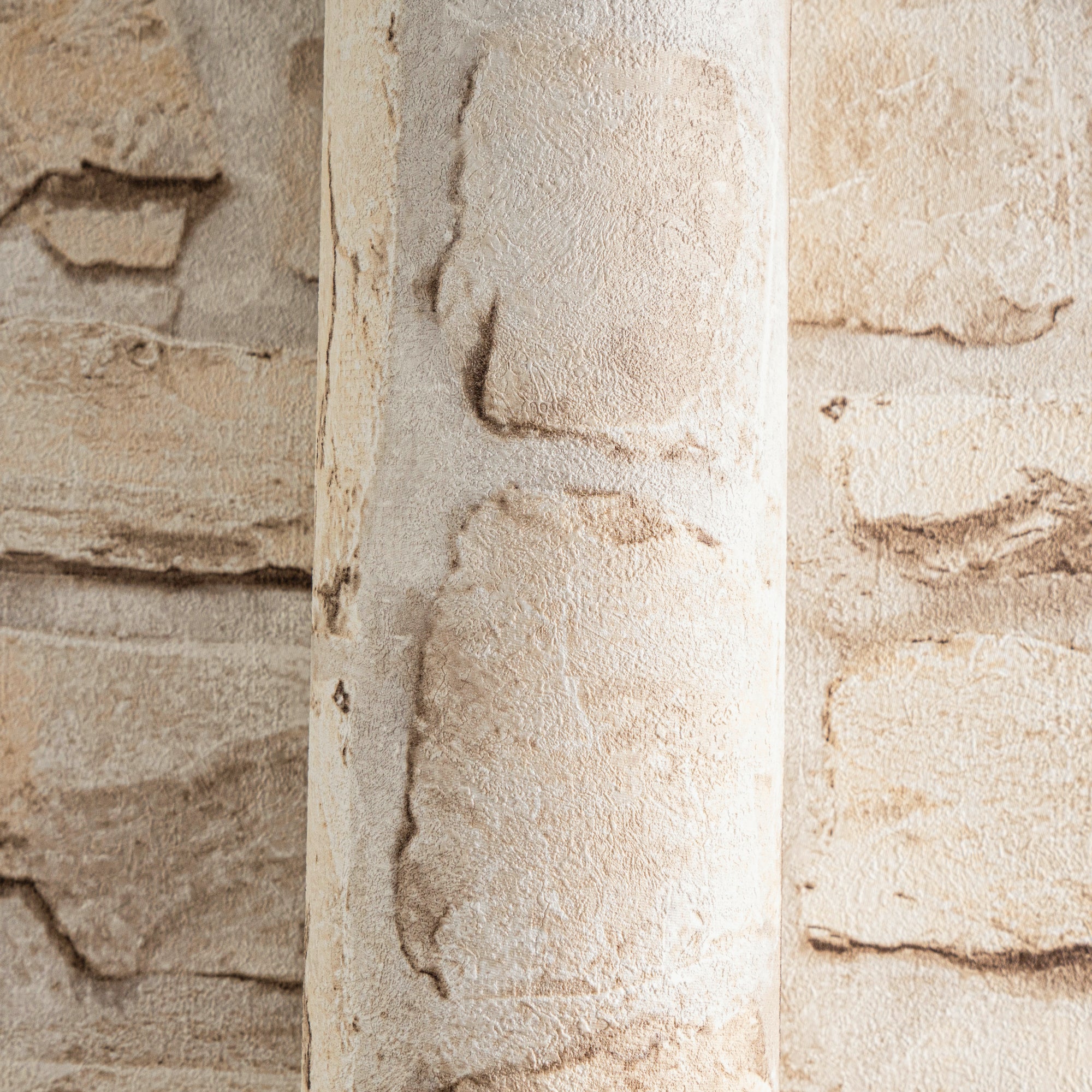 High-Quality Non-Woven Wallpaper Beige Stone Look