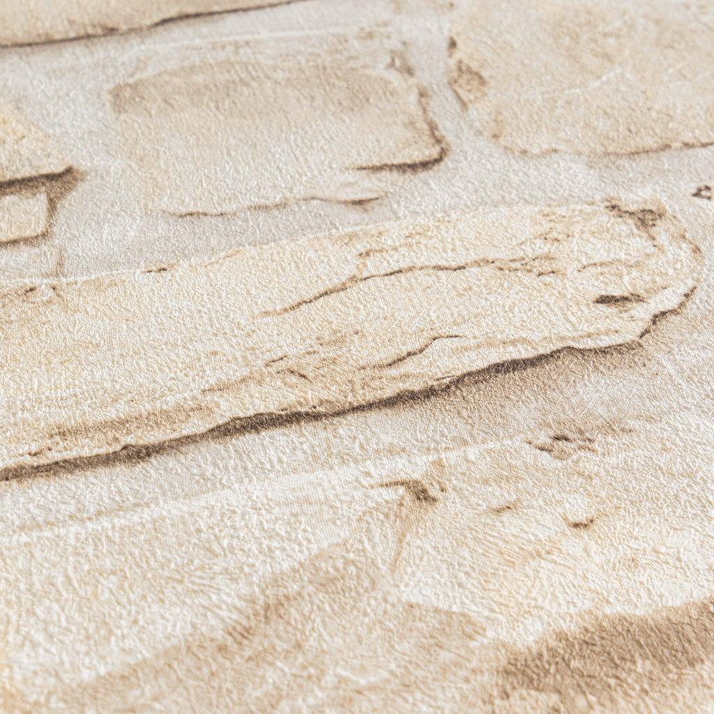 High-Quality Non-Woven Wallpaper Beige Stone Look