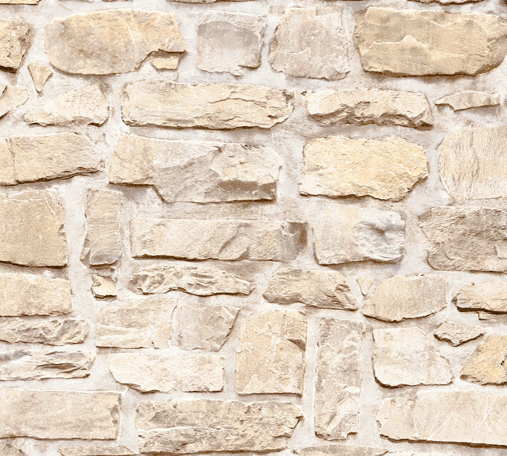 High-Quality Non-Woven Wallpaper Beige Stone Look