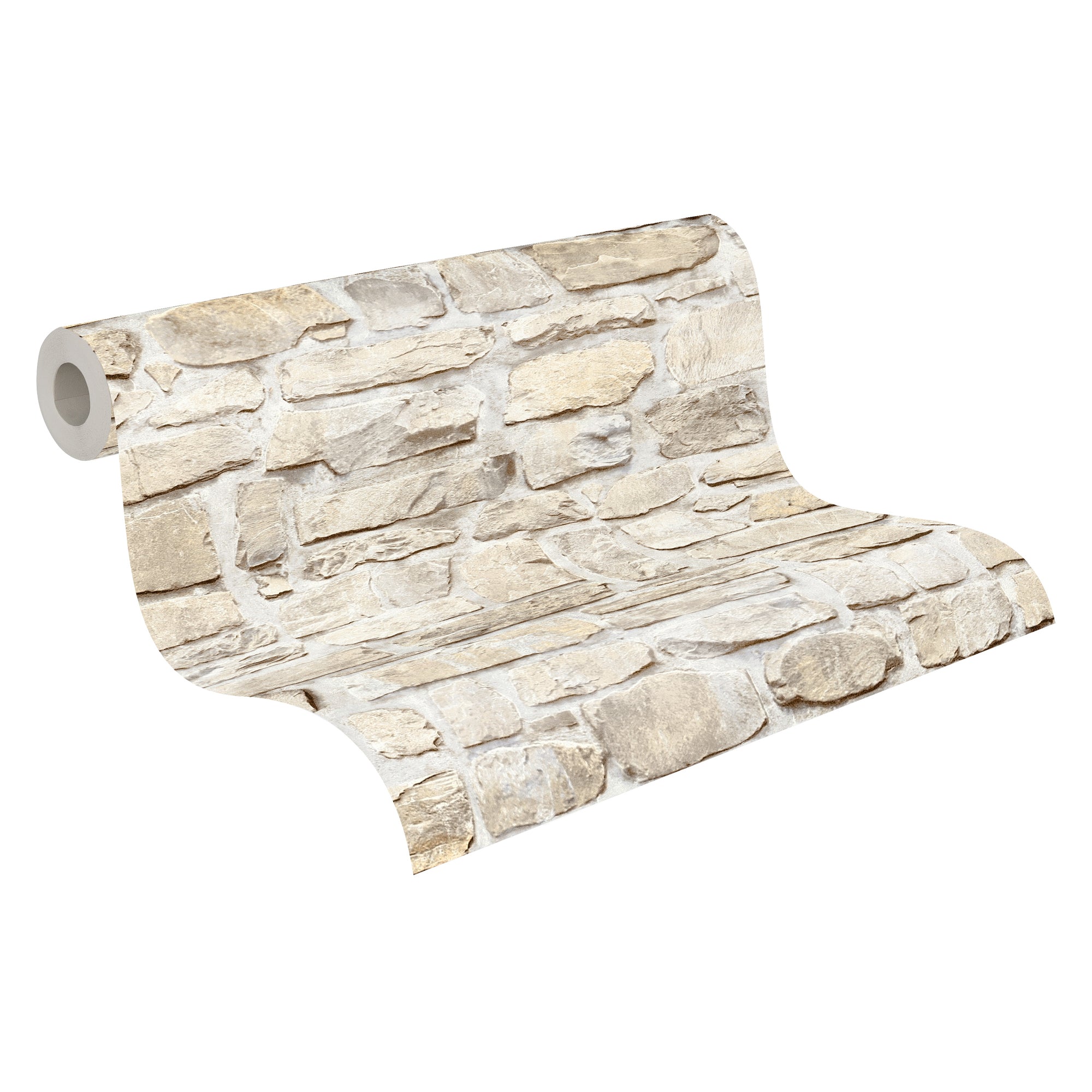High-Quality Non-Woven Wallpaper Beige Stone Look