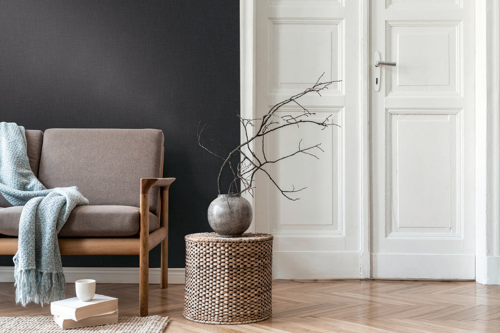 Hochwertige Vliestapete Schwarz Unitapete