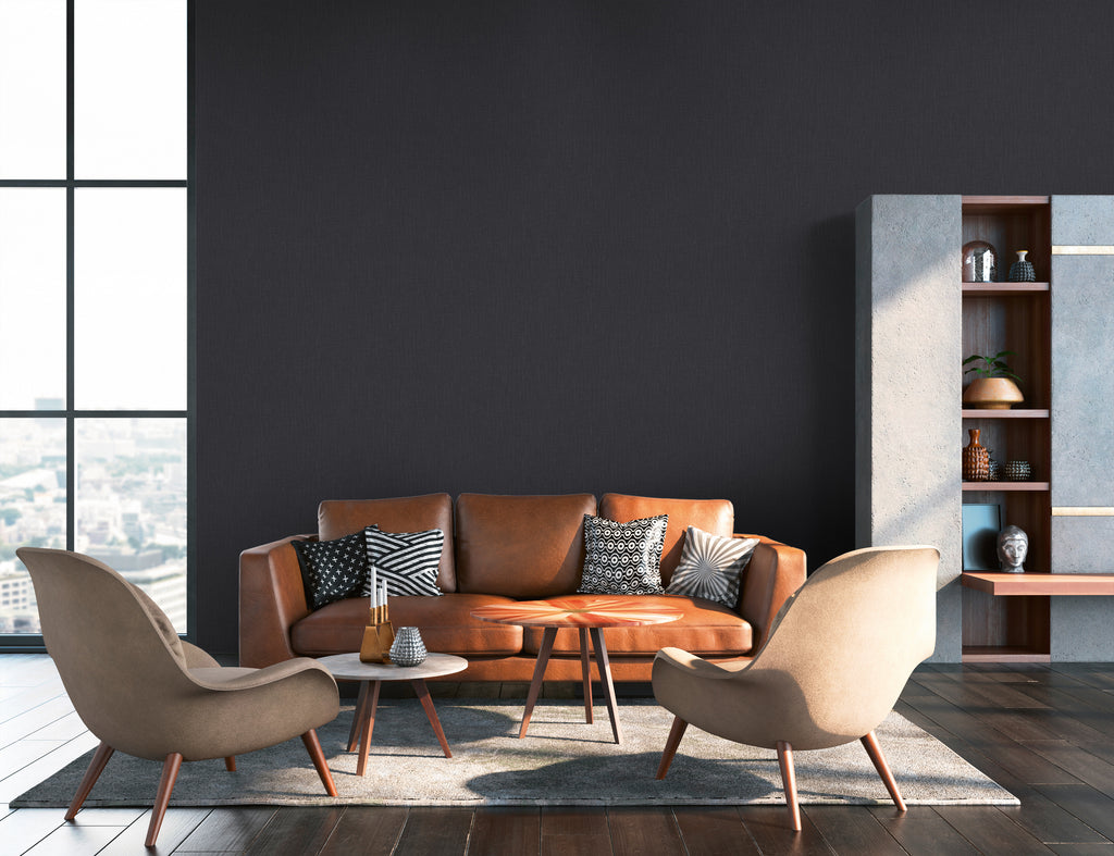 Hochwertige Vliestapete Schwarz Unitapete