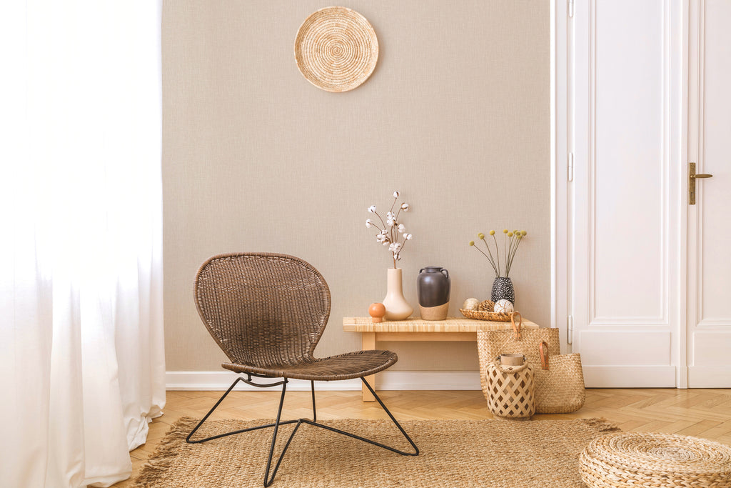 Hochwertige Vliestapete Beige Unitapete