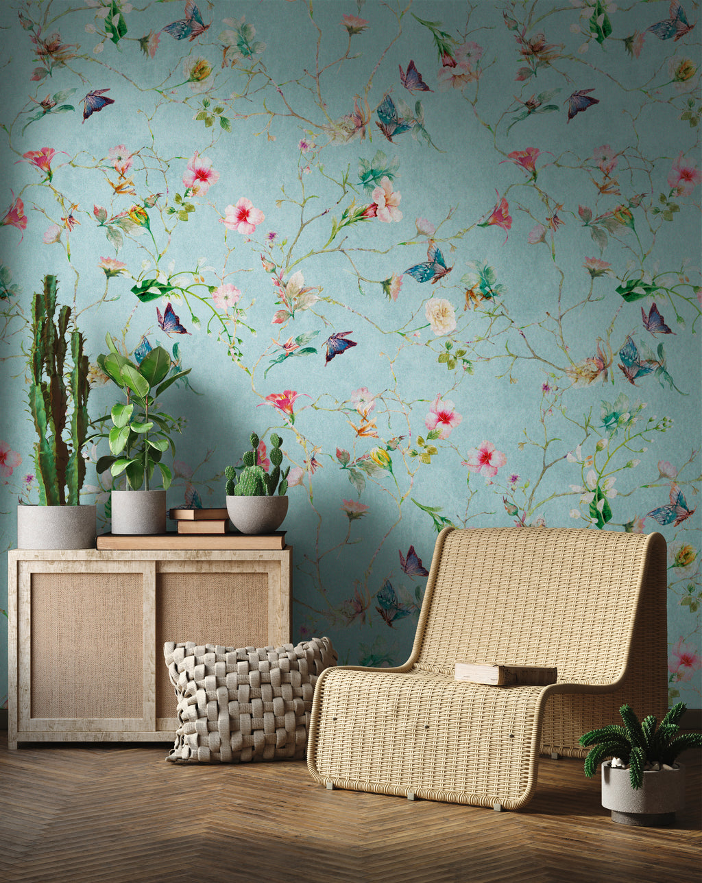 High-Quality Photo Wallpaper Turquoise Floral