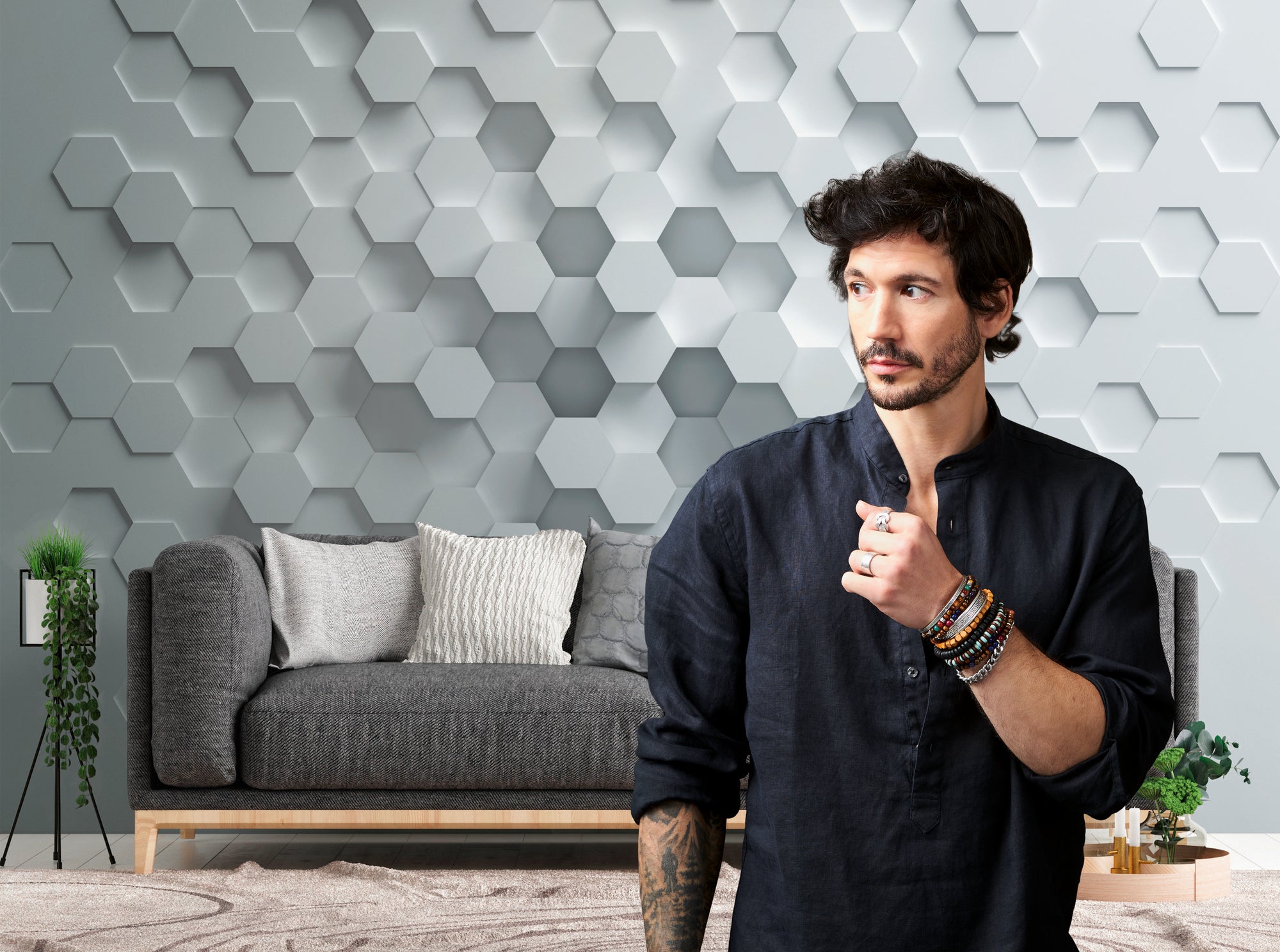 Hochwertige  Tapete aus der Kollektion The Wall in Weiß