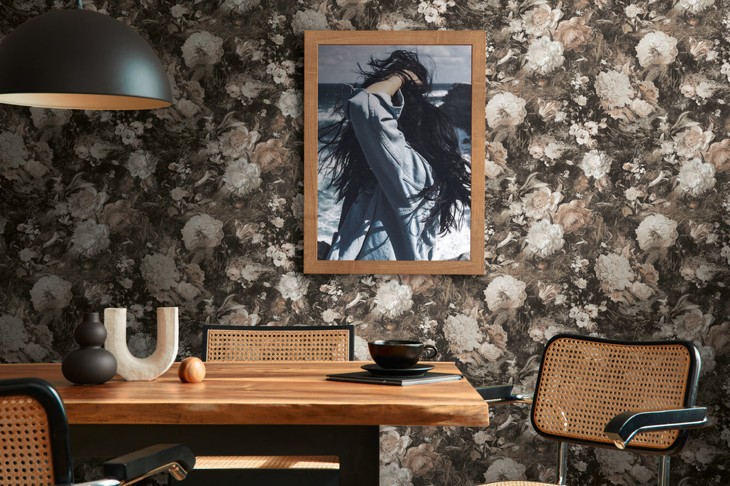 High-Quality Non-Woven Wallpaper Brown Floral