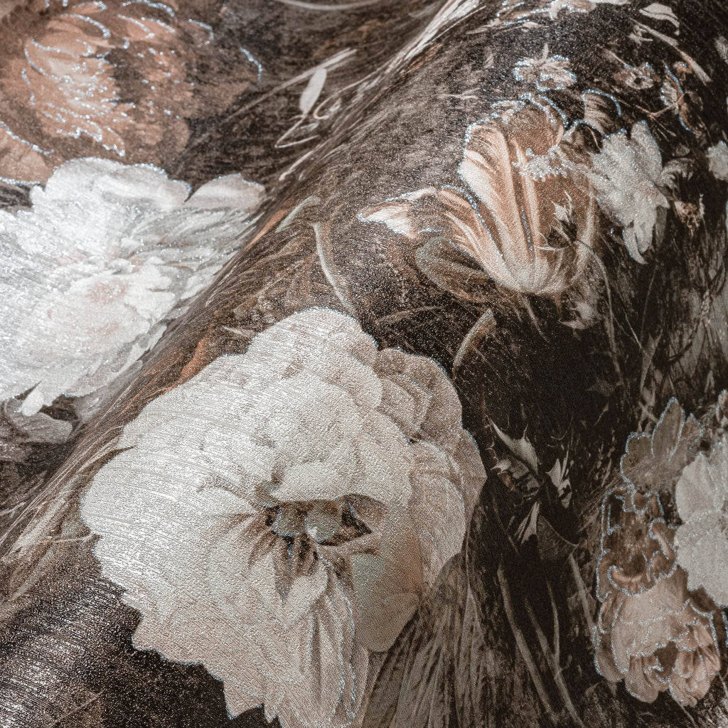 High-Quality Non-Woven Wallpaper Brown Floral