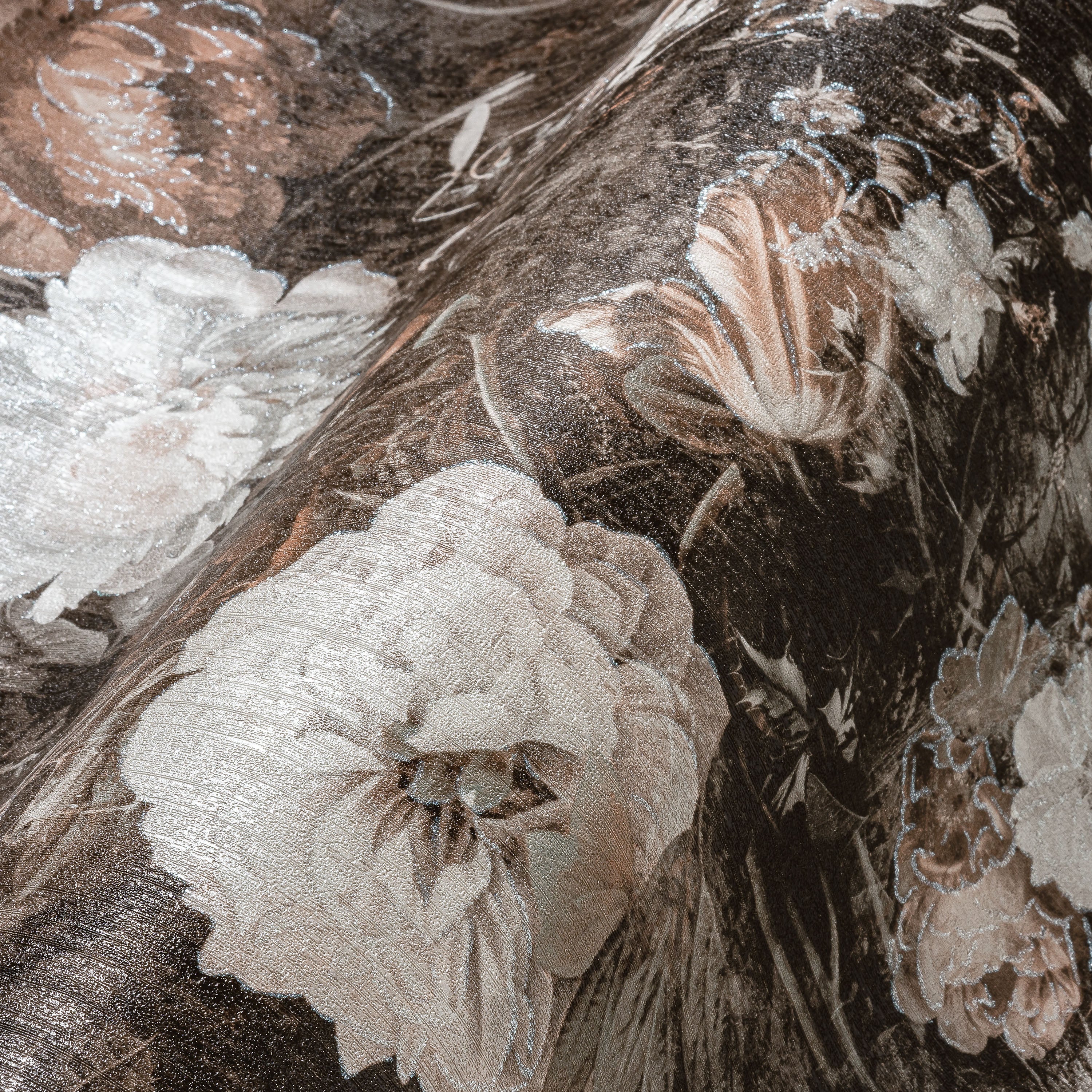 High-Quality Non-Woven Wallpaper Brown Floral
