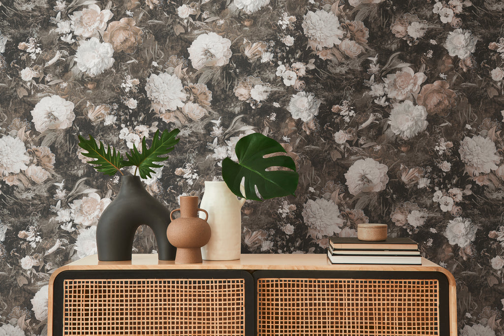 High-Quality Non-Woven Wallpaper Brown Floral