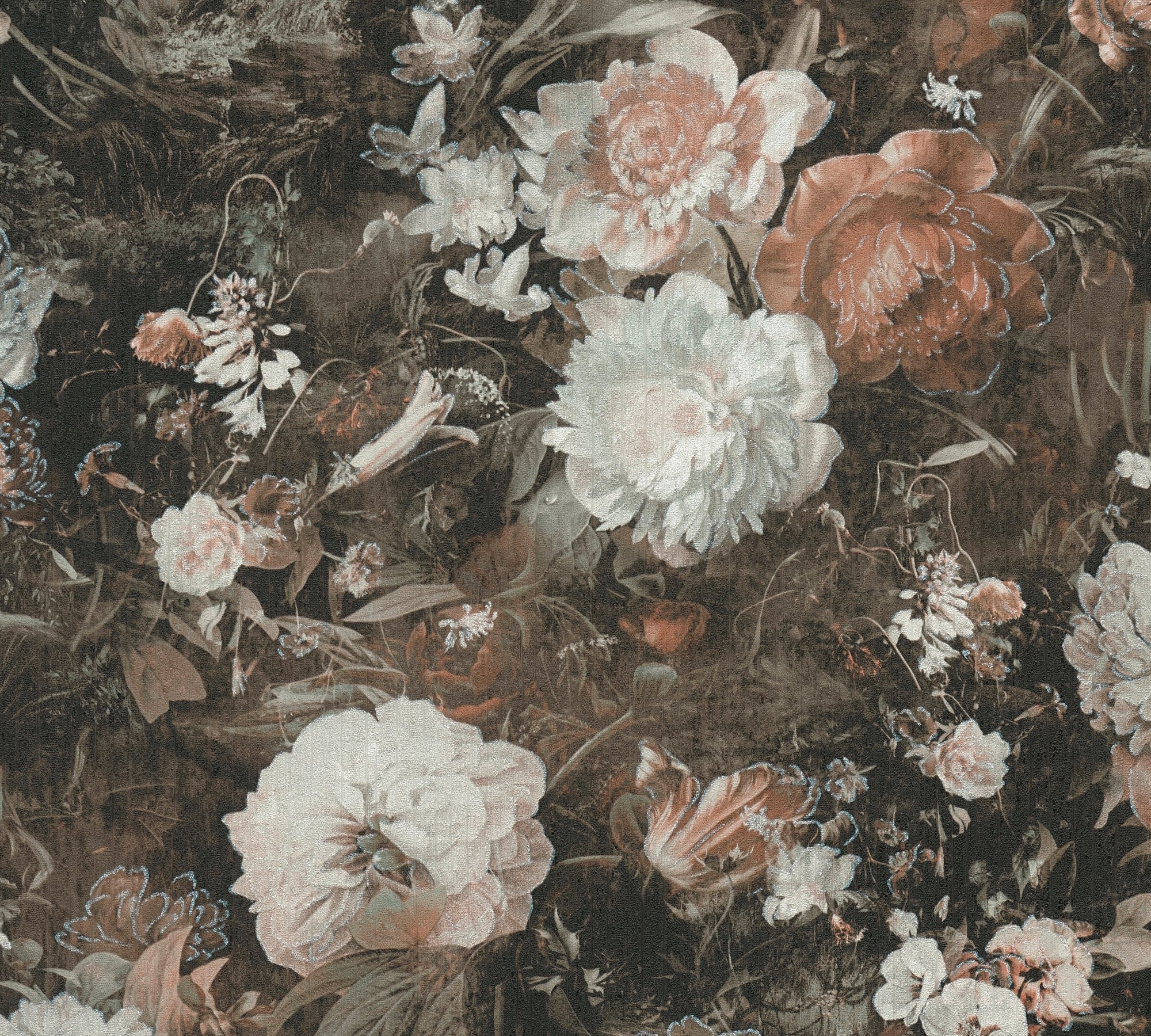 High-Quality Non-Woven Wallpaper Brown Floral