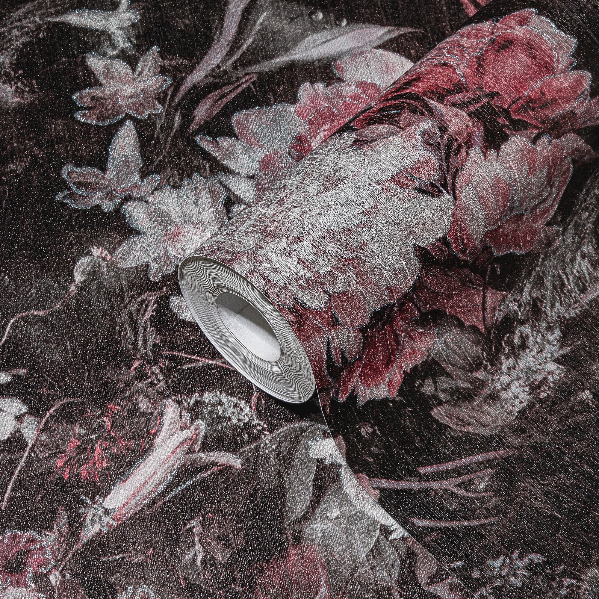 High-Quality Non-Woven Wallpaper Black Floral