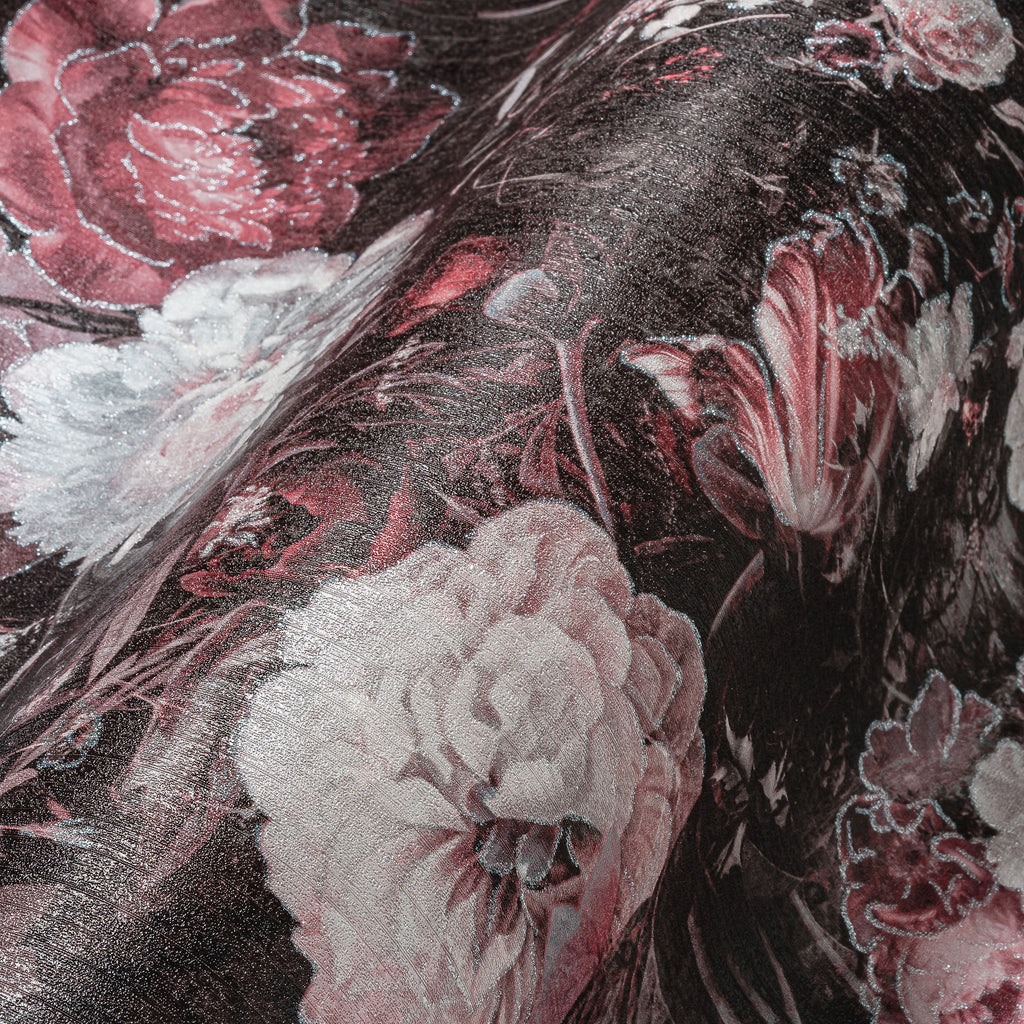 High-Quality Non-Woven Wallpaper Black Floral