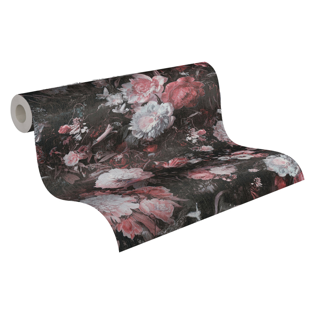 High-Quality Non-Woven Wallpaper Black Floral