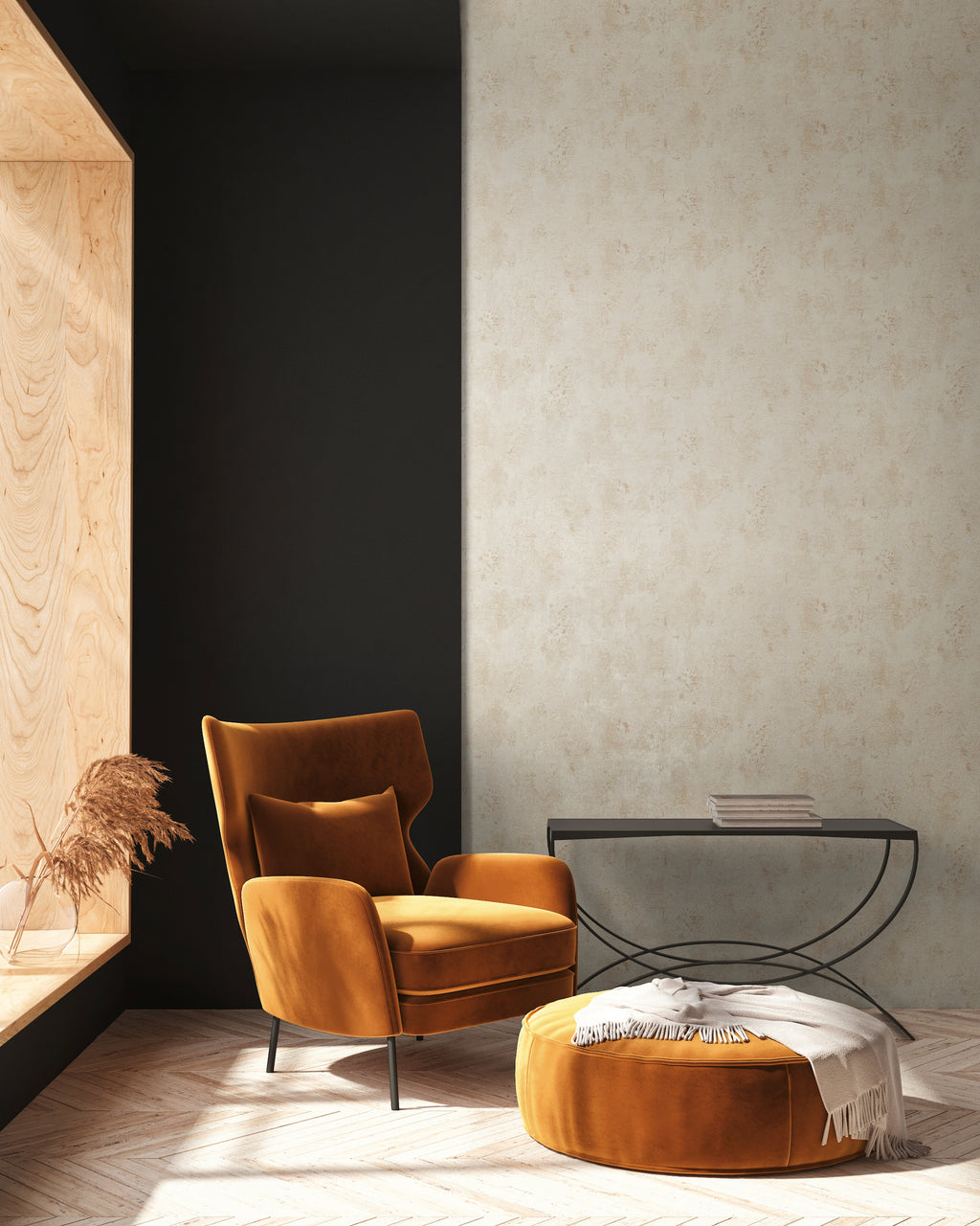 High-Quality Non-Woven Wallpaper Beige Stone Look