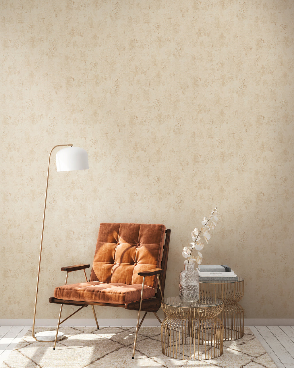 High-Quality Non-Woven Wallpaper Beige Stone Look