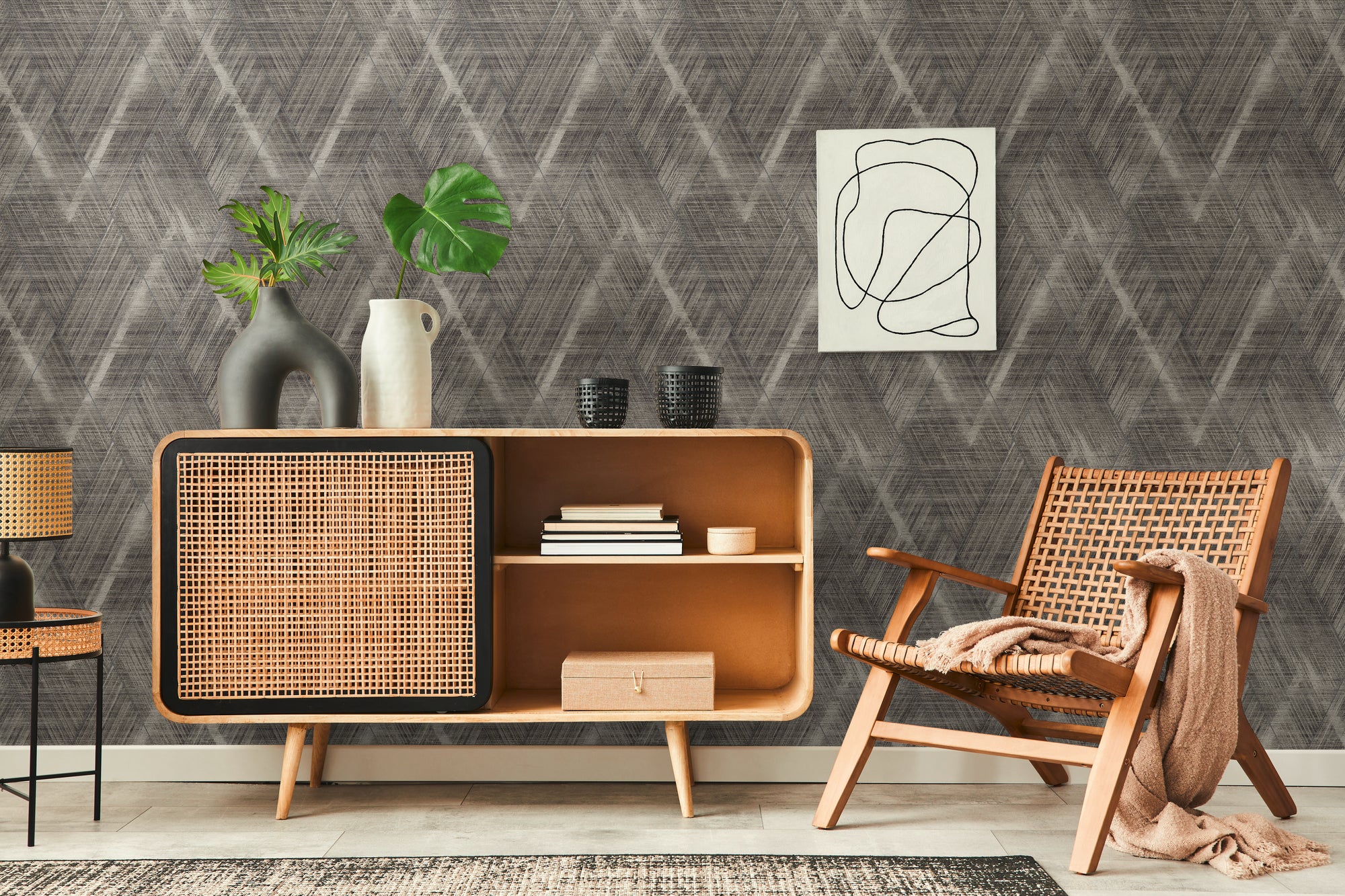 High-Quality Non-Woven Wallpaper Black Graphic