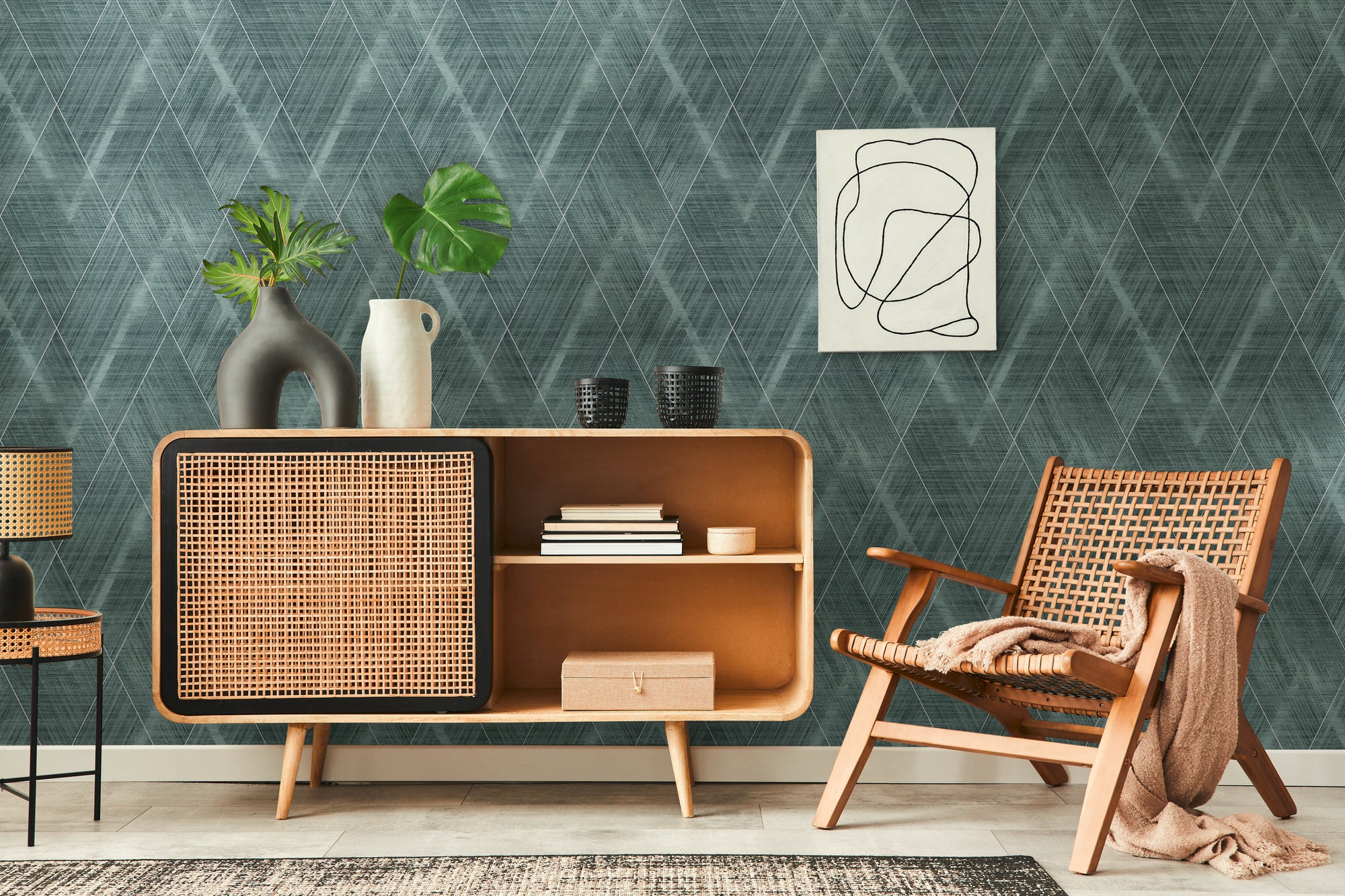 High-Quality Non-Woven Wallpaper Green Graphic