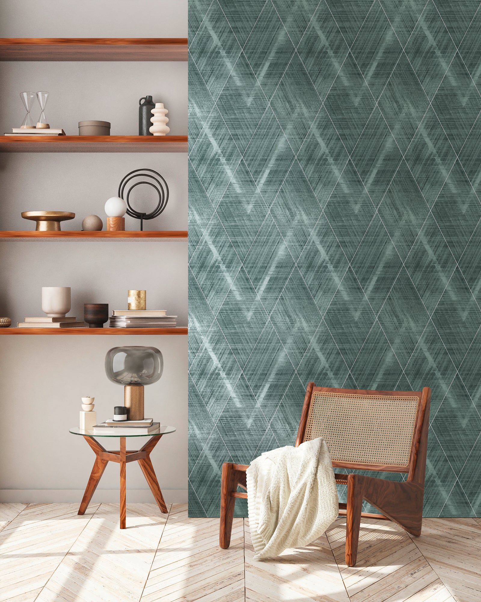 High-Quality Non-Woven Wallpaper Green Graphic