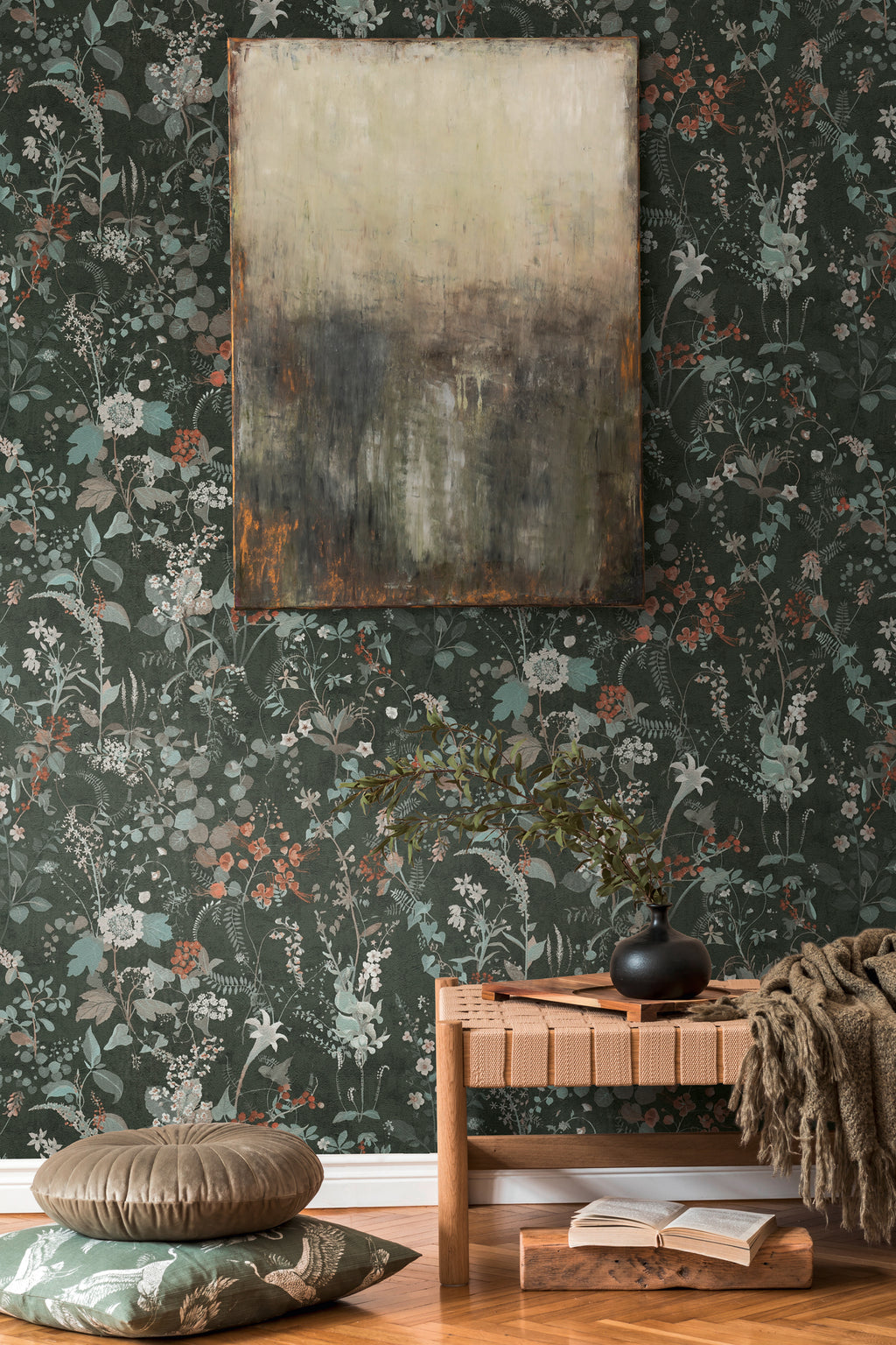 High-Quality Non-Woven Wallpaper Black Jungle