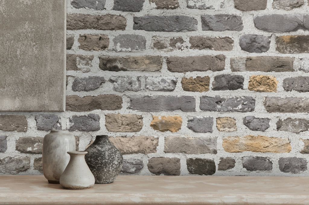 High-Quality Non-Woven Wallpaper Grey Stone Look