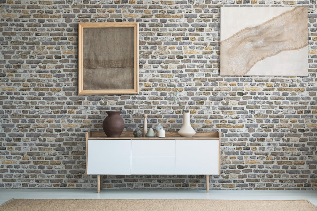 High-Quality Non-Woven Wallpaper Grey Stone Look