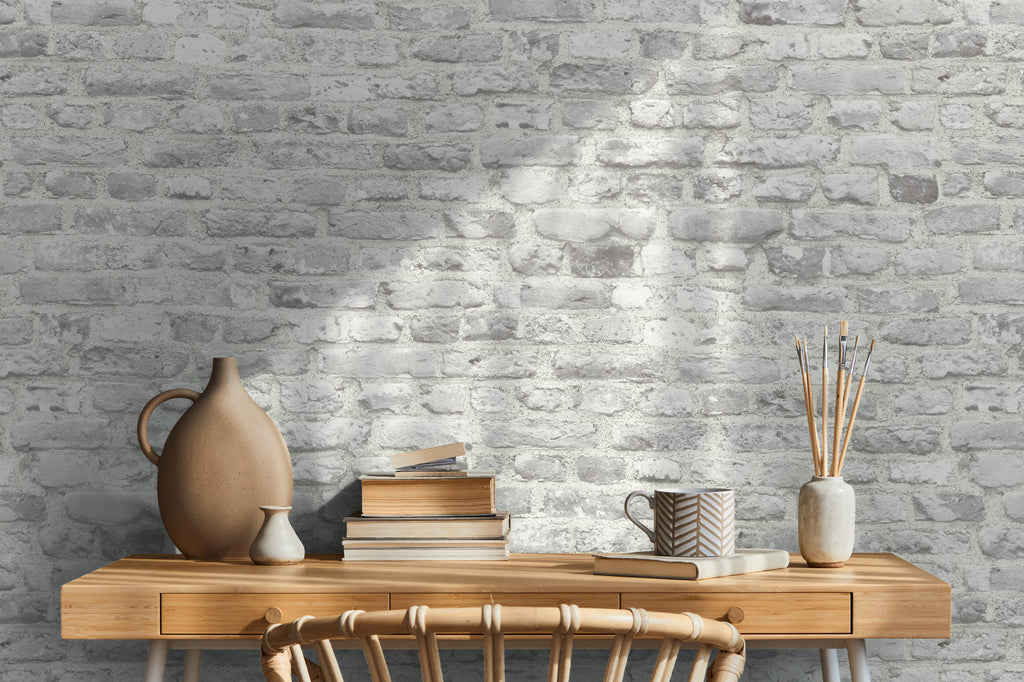 High-Quality Non-Woven Wallpaper Grey Stone Look