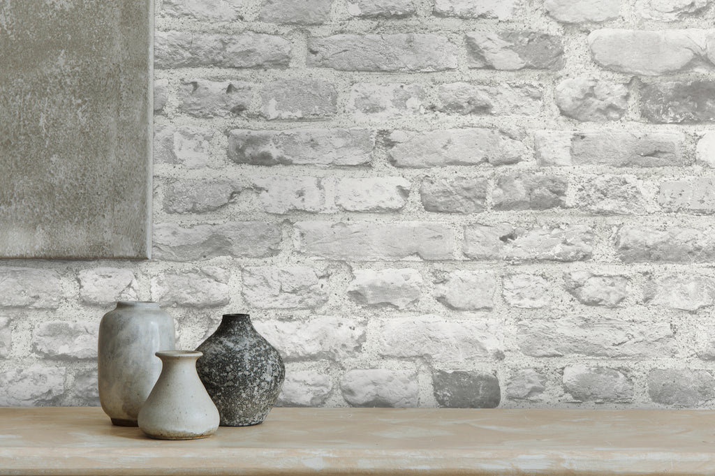 High-Quality Non-Woven Wallpaper Grey Stone Look