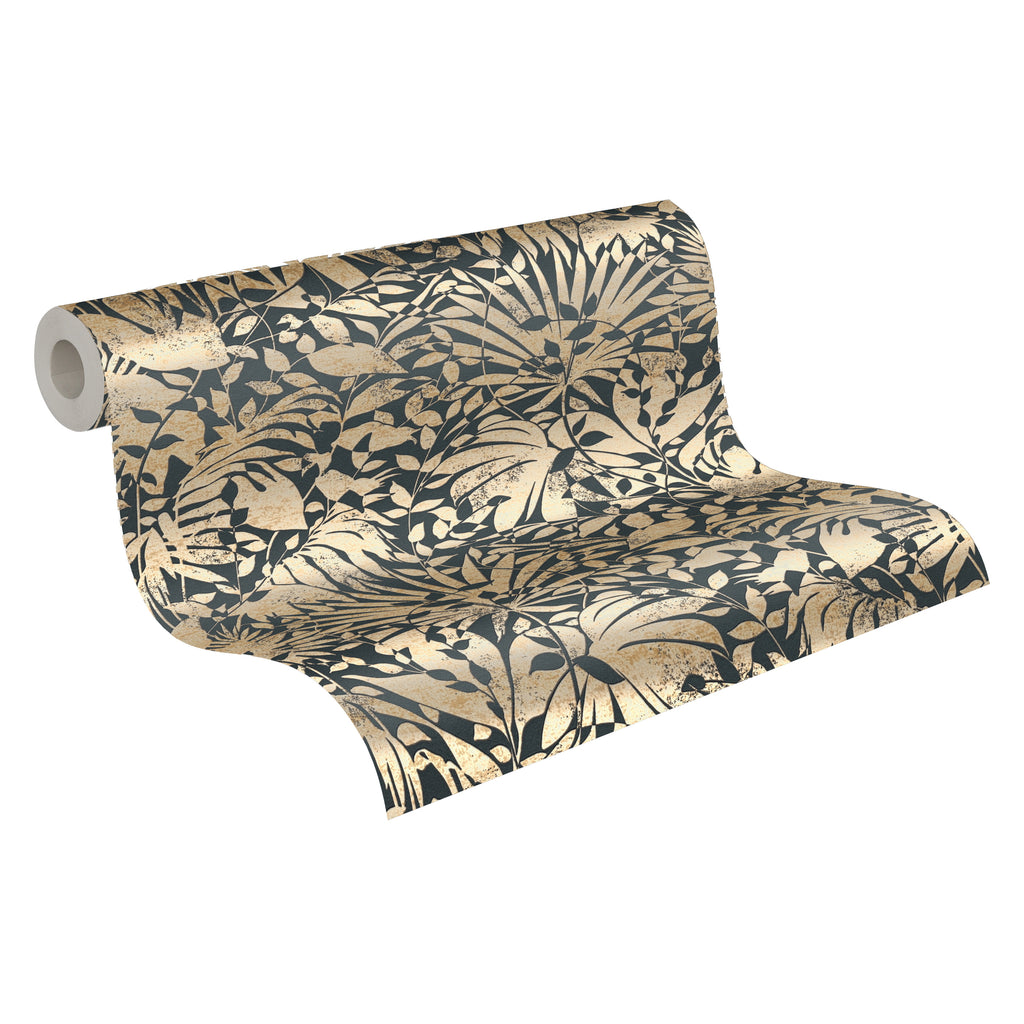 Hochwertige Vliestapete Gold Floral